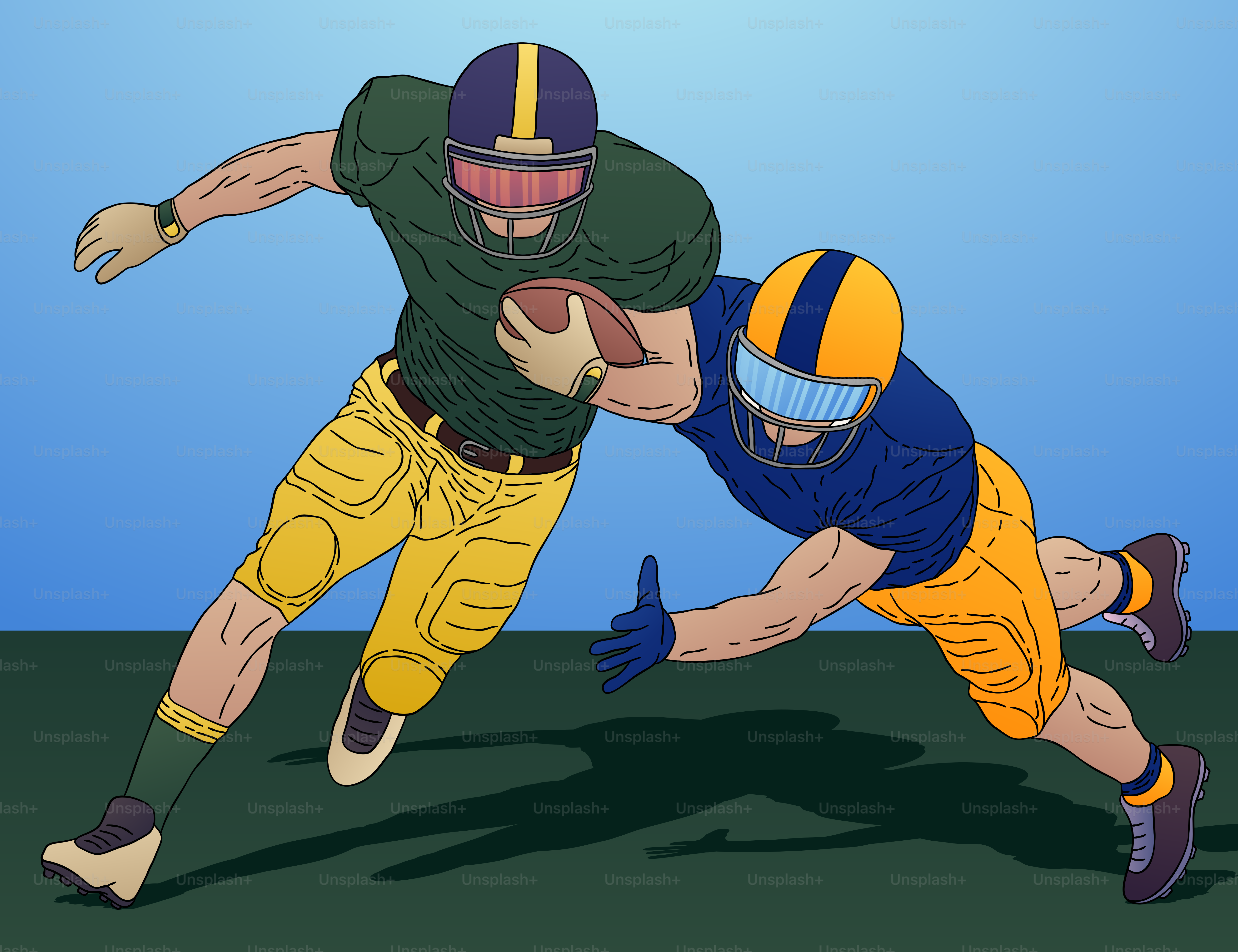 A football player is running with the ball