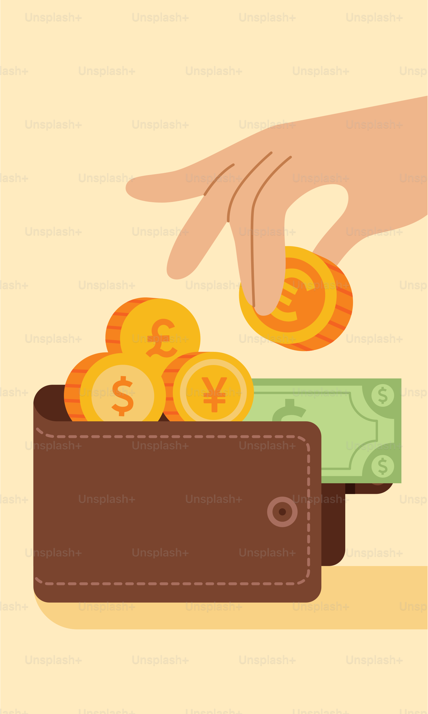 Uma pessoa colocando dinheiro em uma carteira