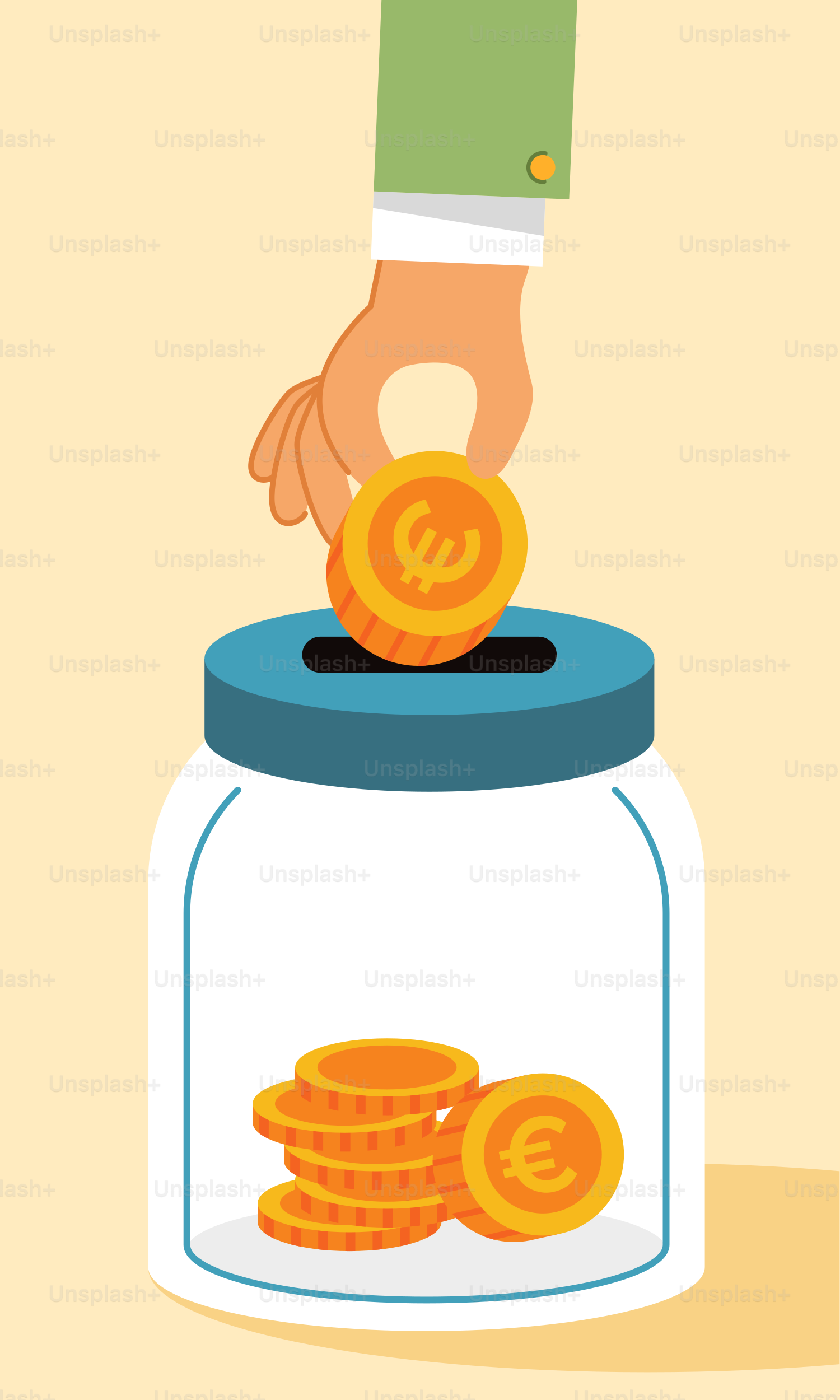 A person putting money into a jar