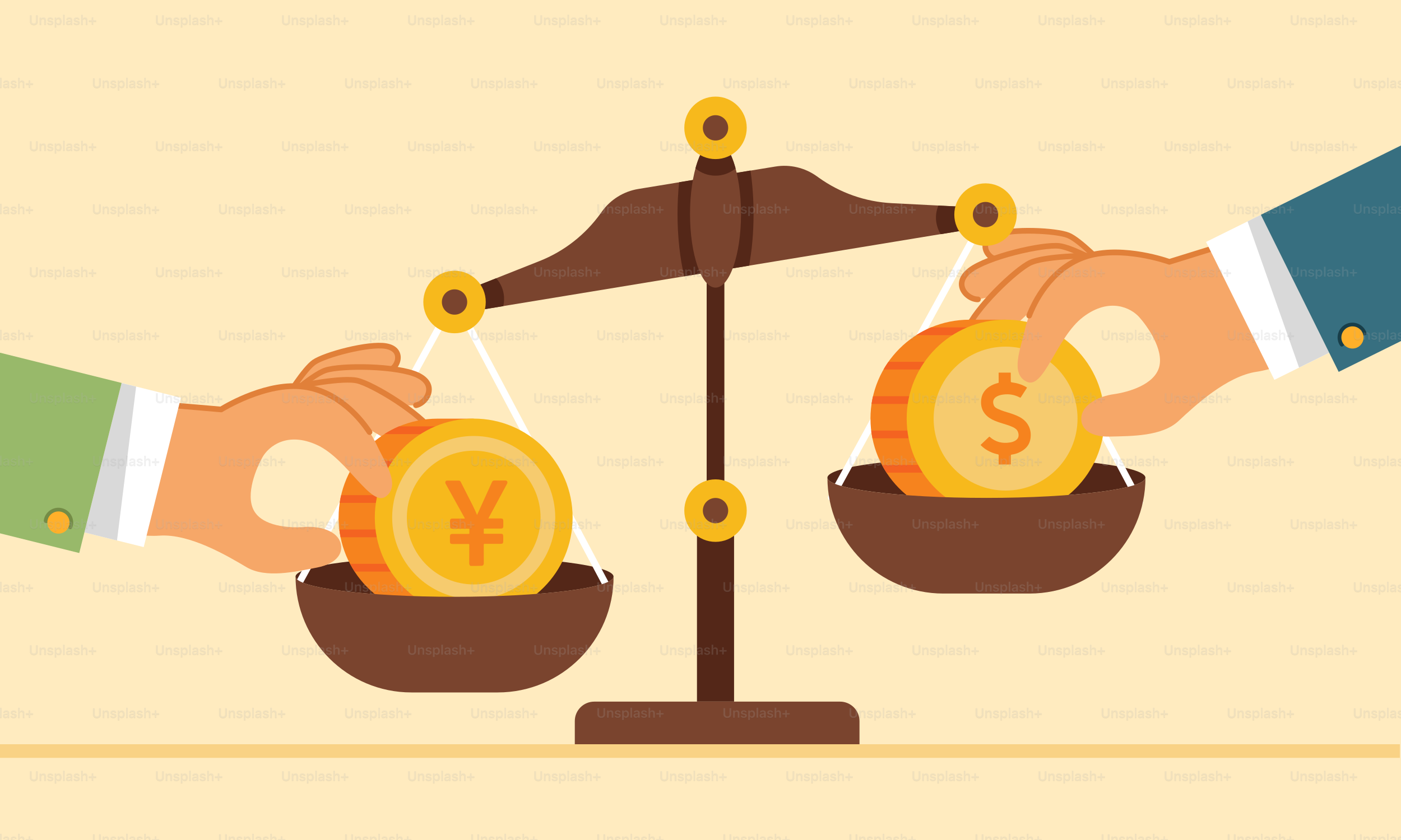 Two hands holding a scale with money on it