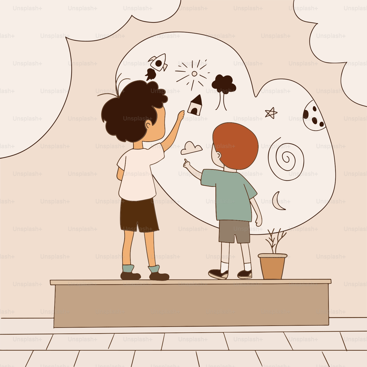 A couple of kids standing next to each other