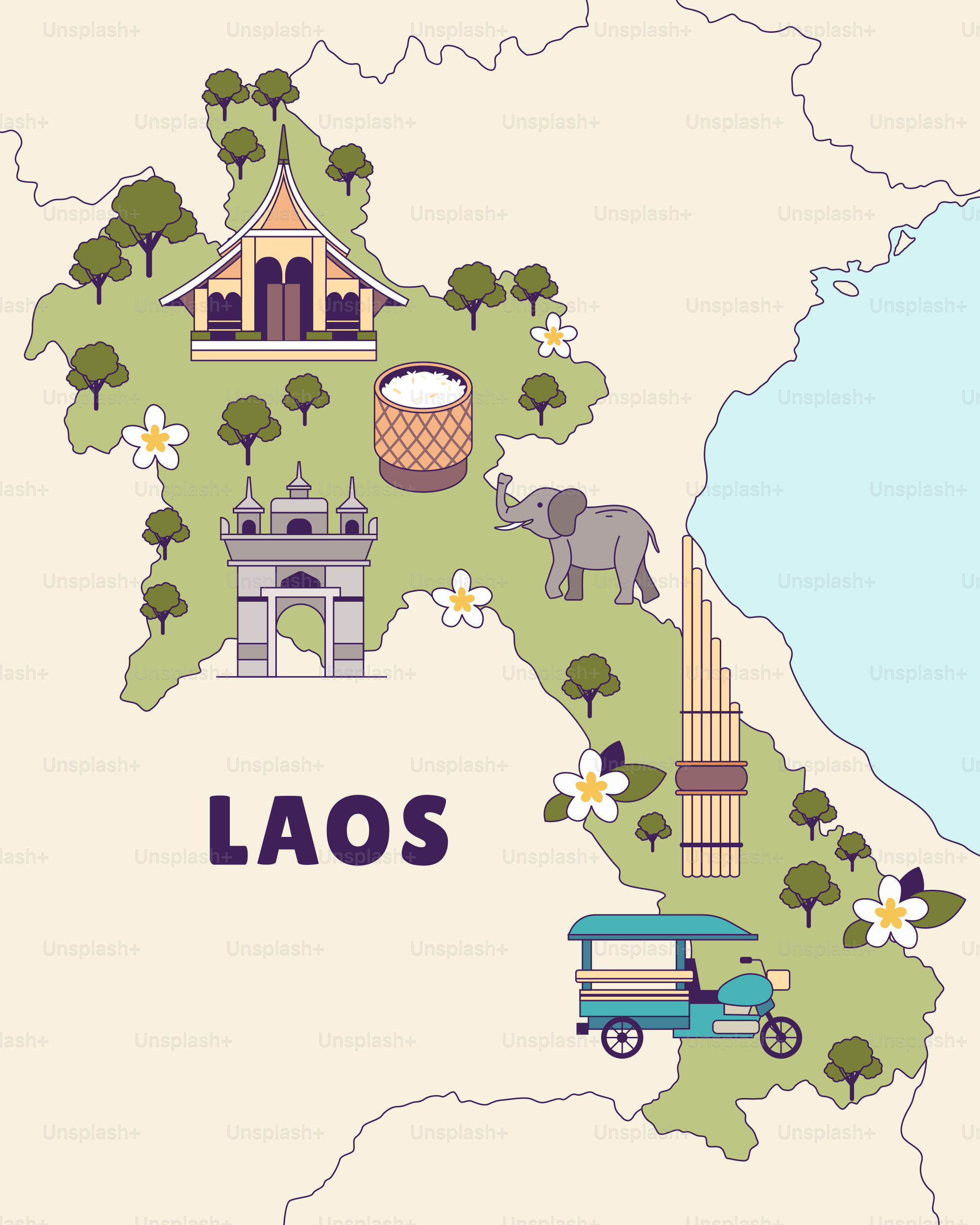 A map of the country of laos