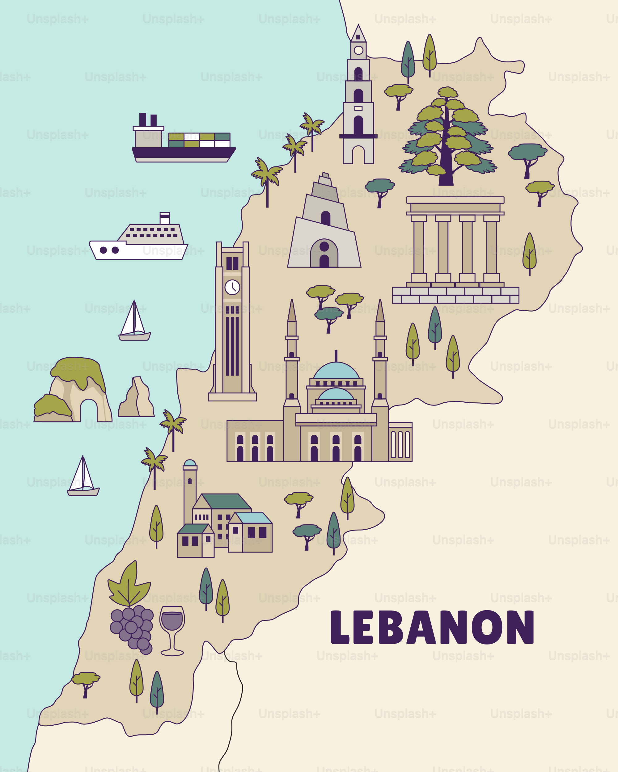 Eine Karte der Insel Libanon