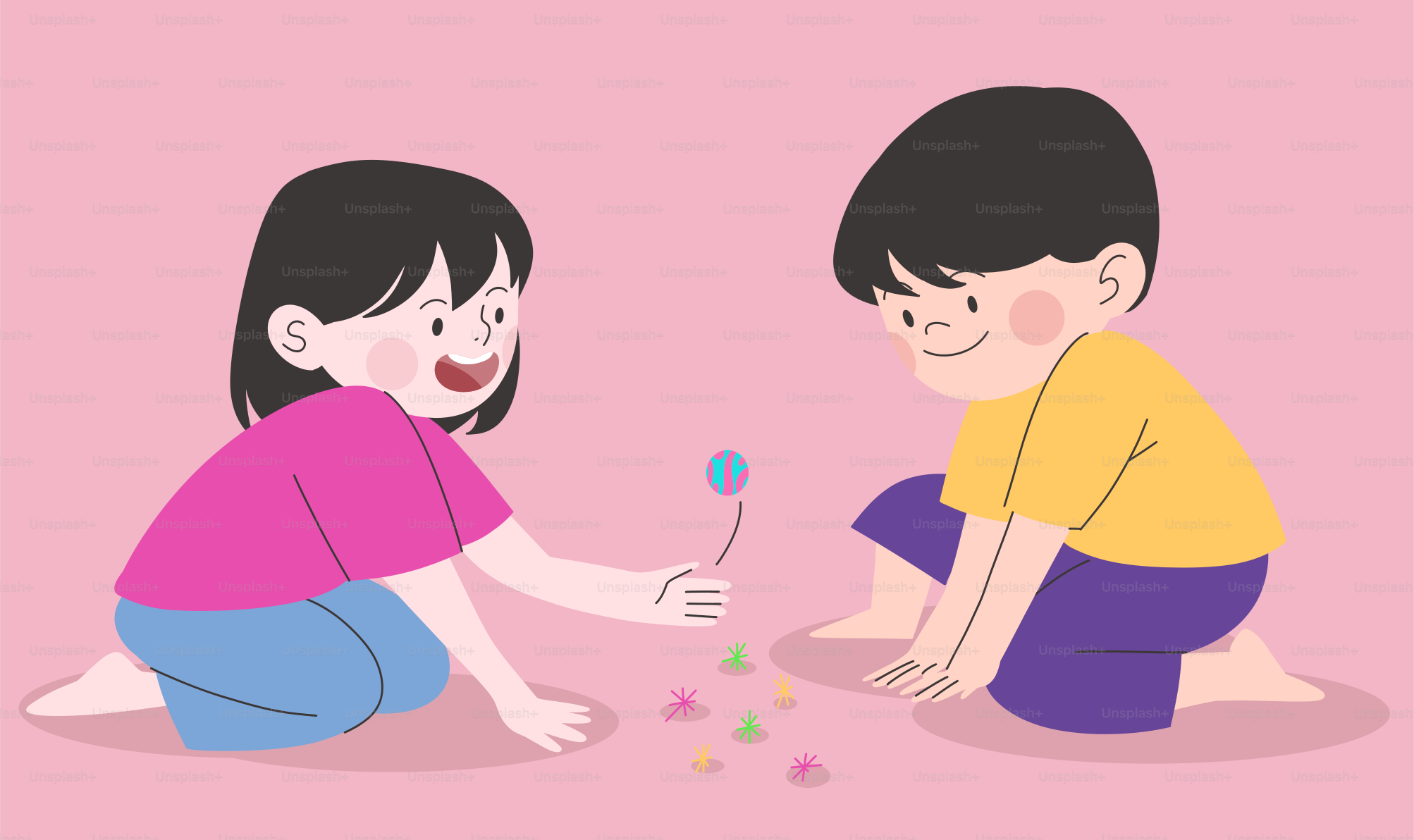 A couple of kids playing with a toothbrush