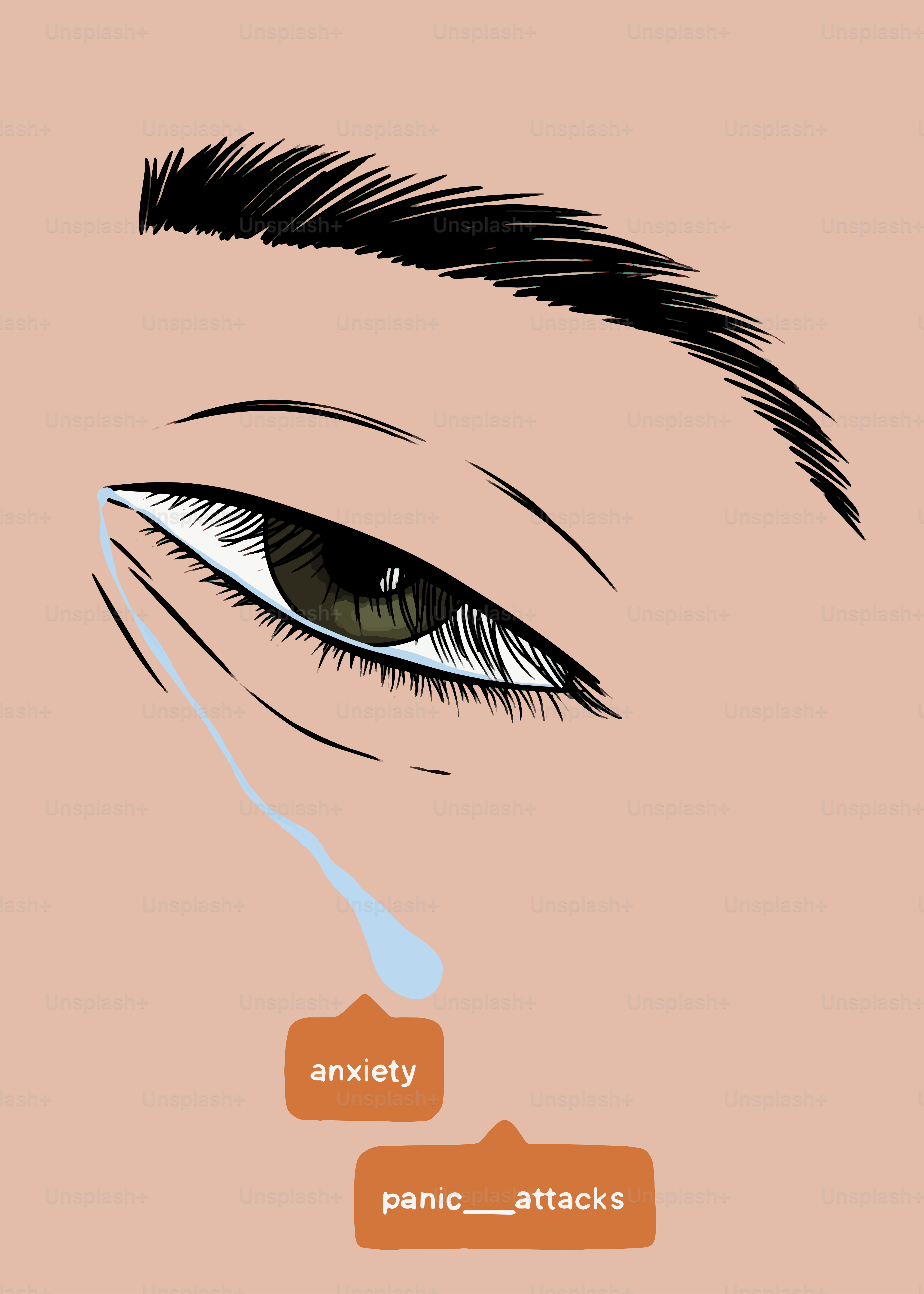 A woman's eye with a tear coming out of it
