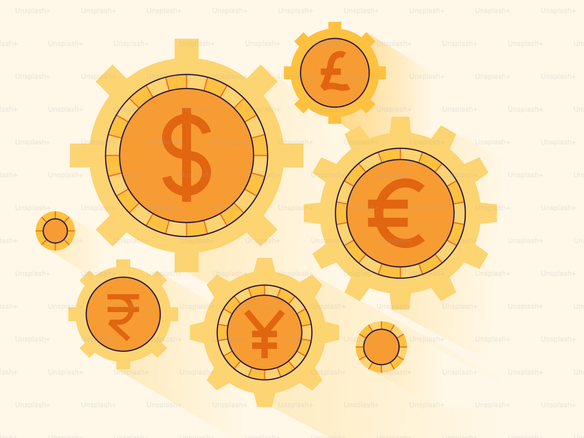 A bunch of gears with a dollar sign on them