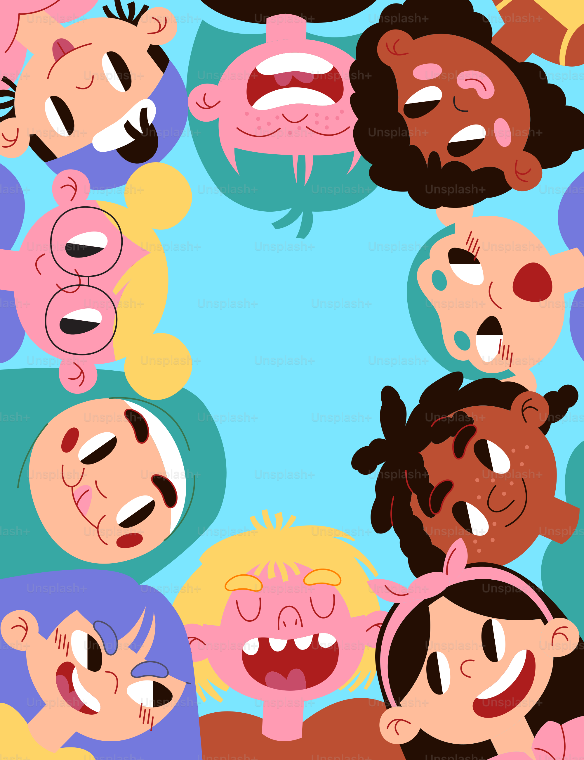 A group of people with different facial expressions