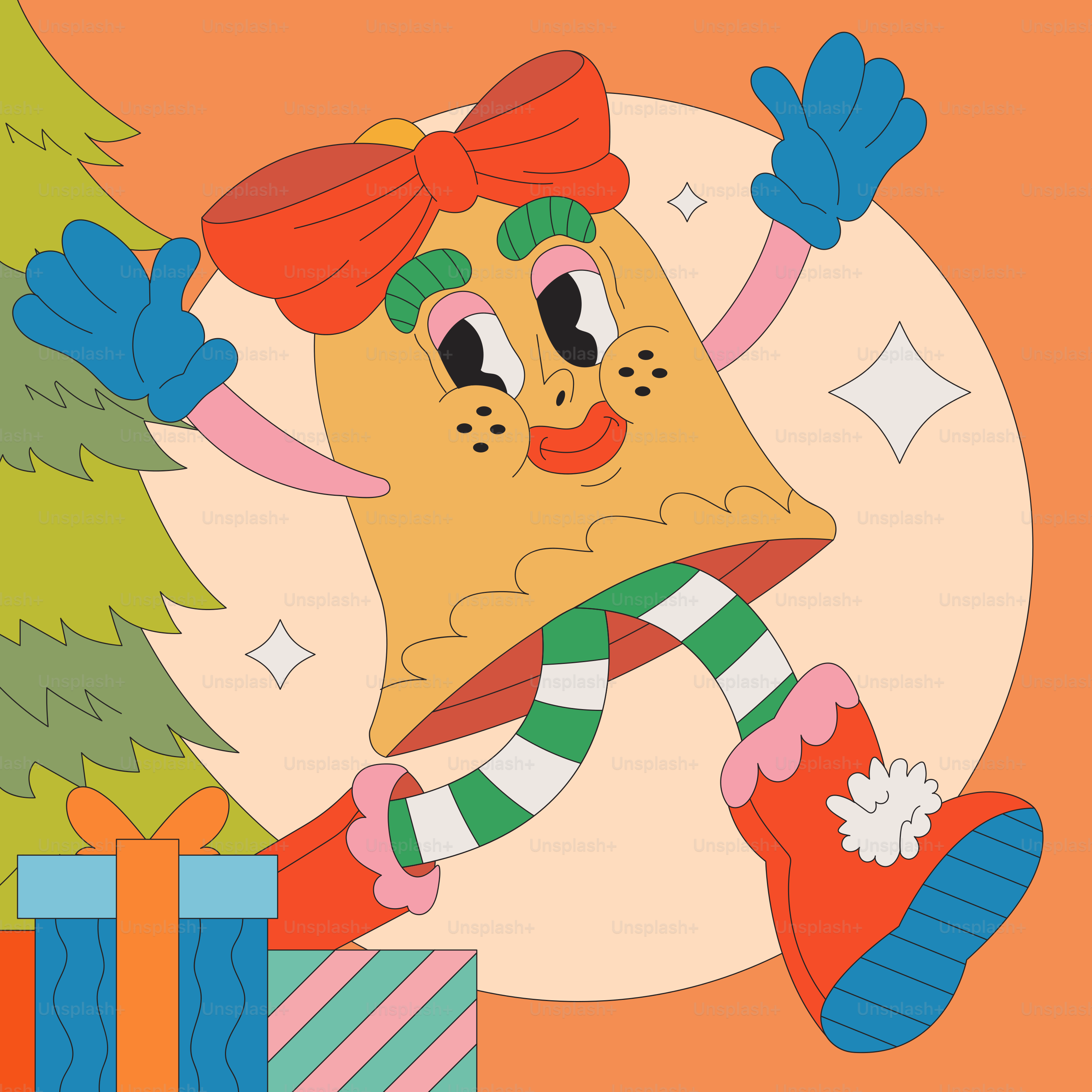 A cartoon character is holding a christmas tree