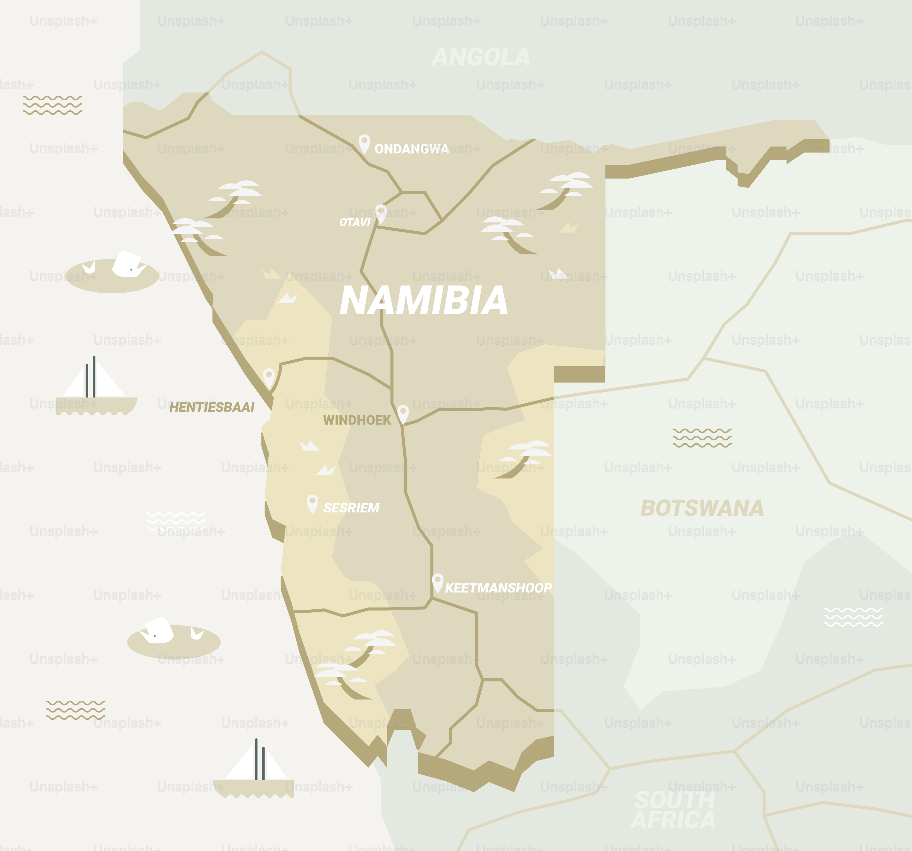 Eine Karte des Landes Namibia