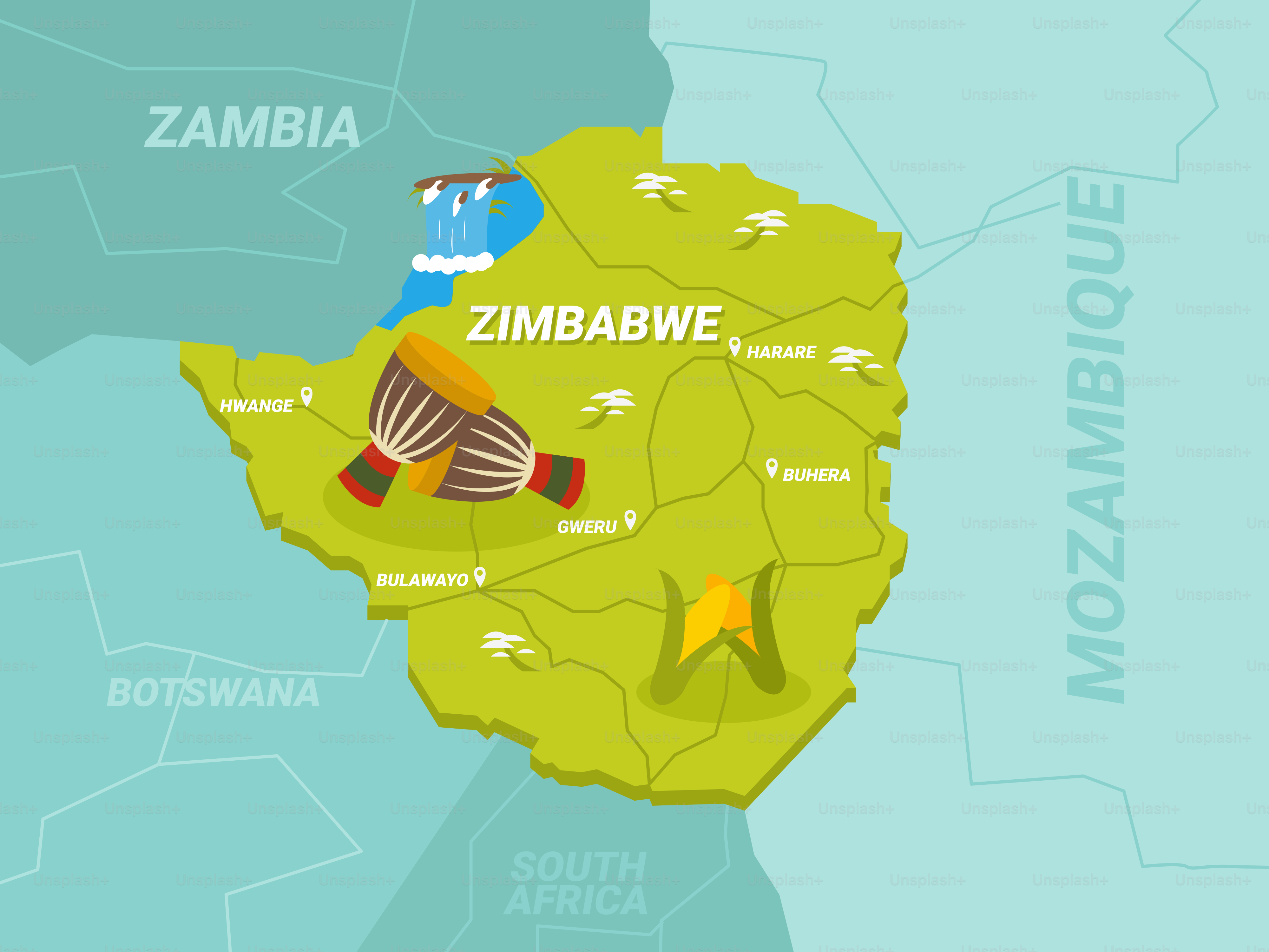 Um mapa do país de Zambawe