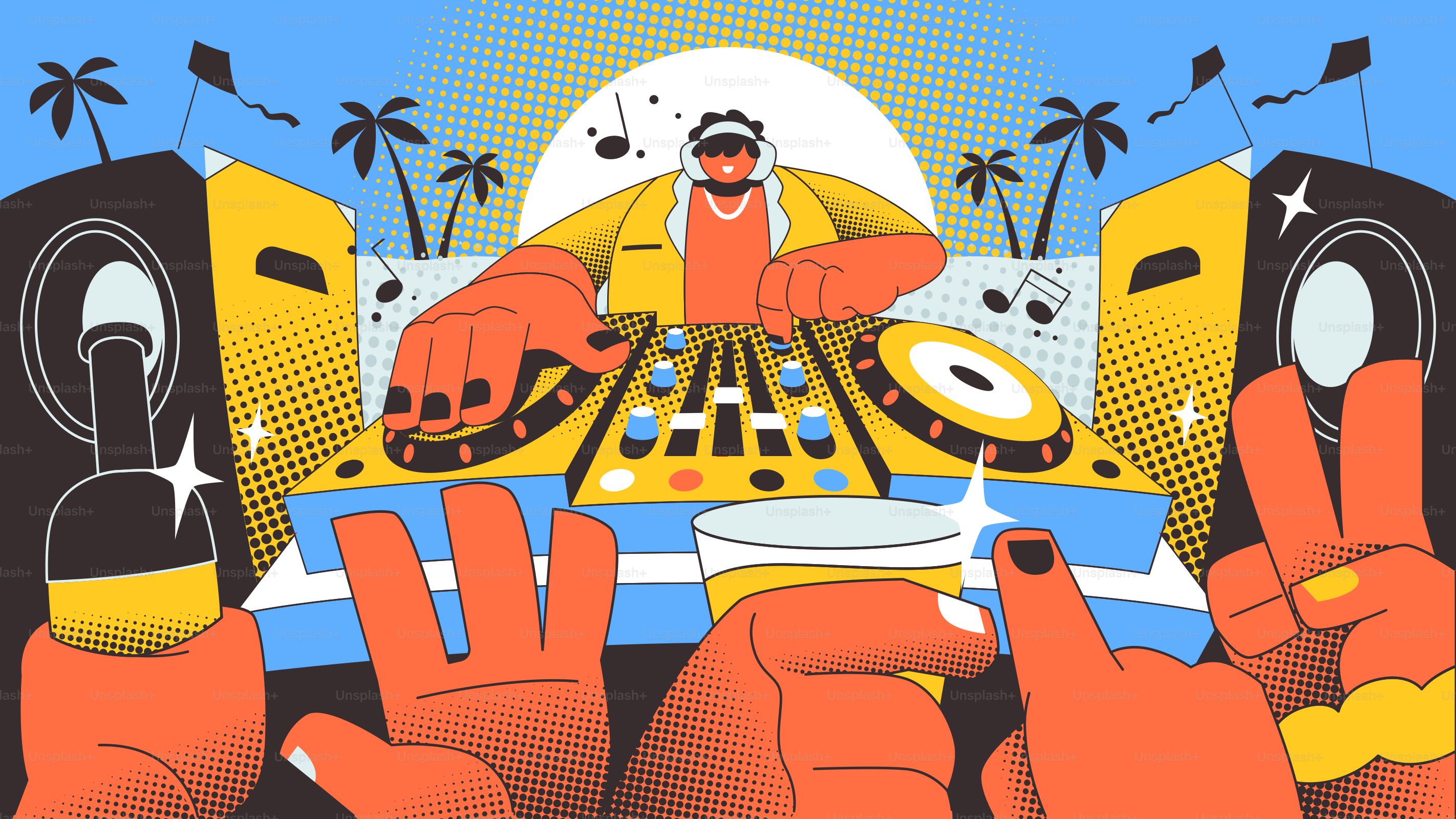 A poster of a dj mixing on a turntable