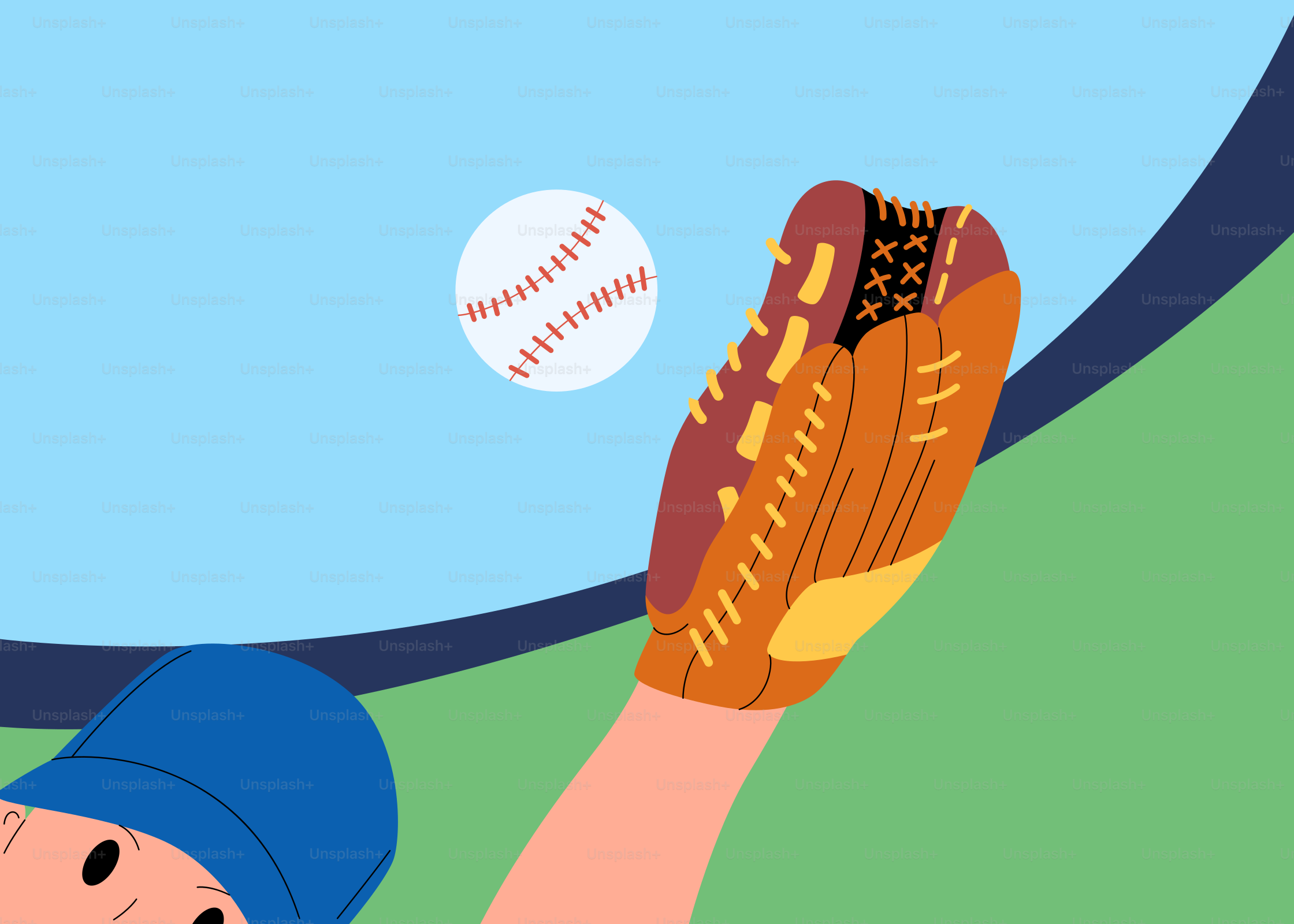 Un giocatore di baseball che prende una palla con il suo guanto