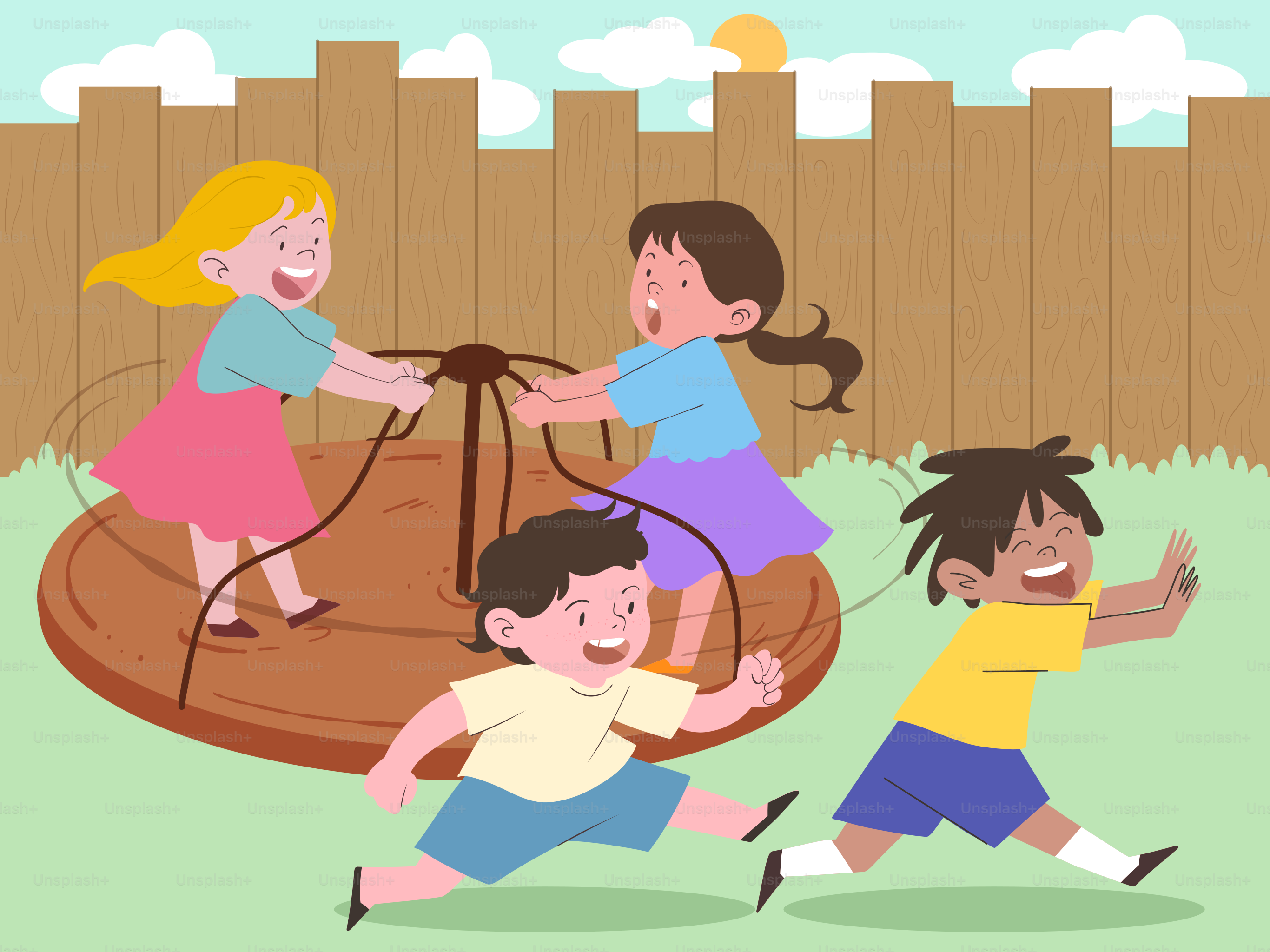 A group of children playing in a yard