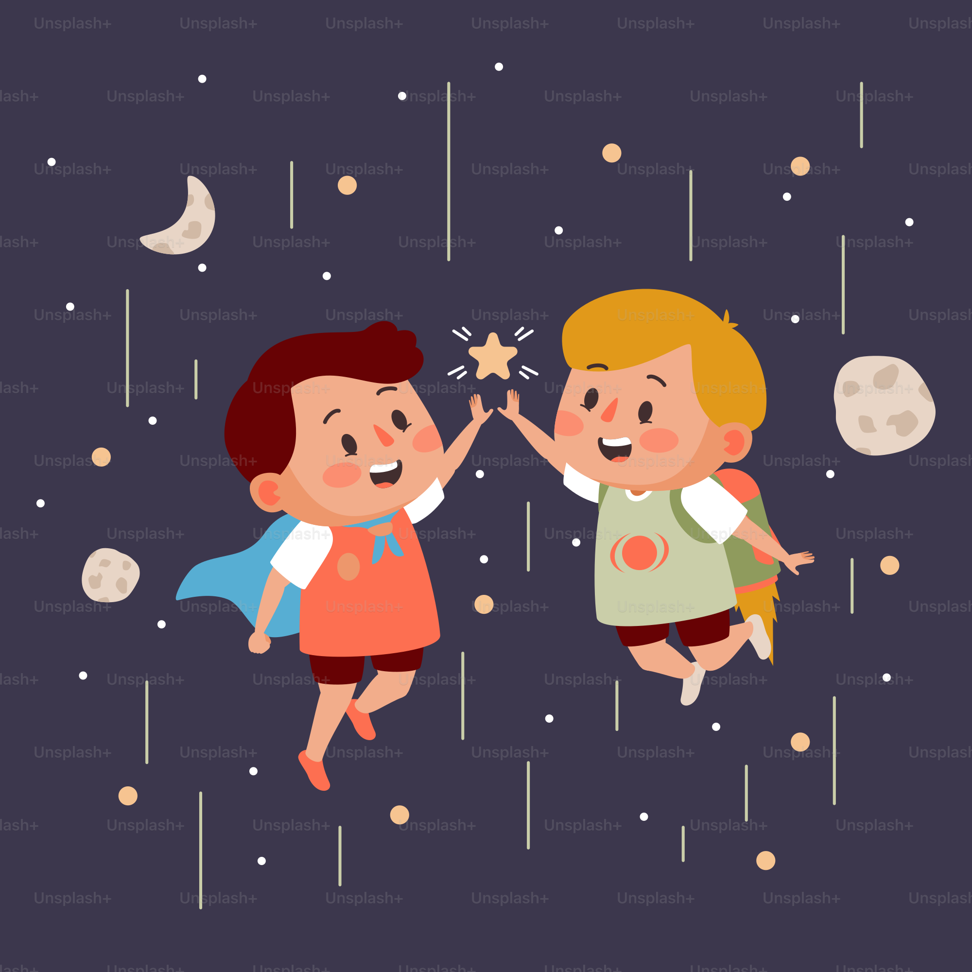 A couple of kids flying through the air