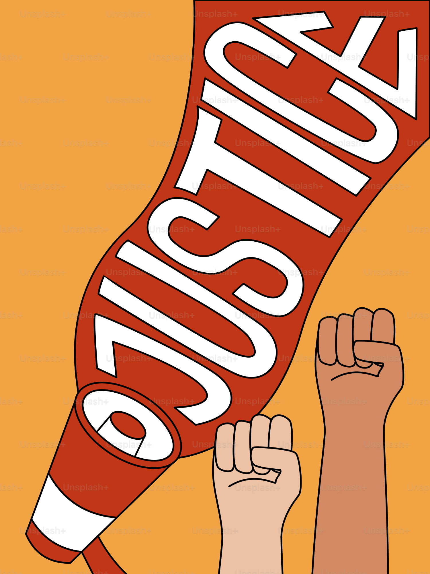 A poster with a hand holding a huge red sign