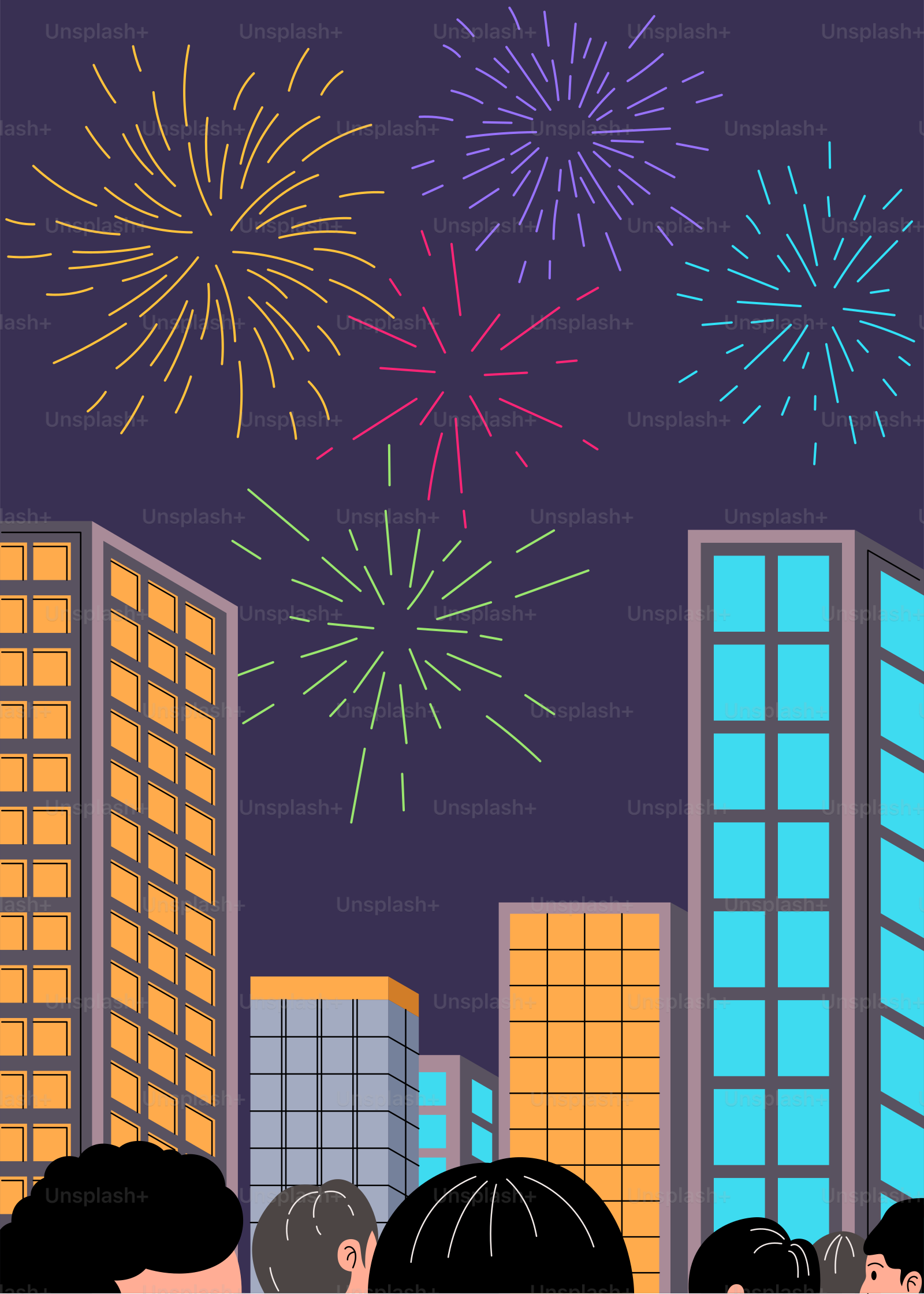 Un gruppo di persone che guardano i fuochi d'artificio nel cielo