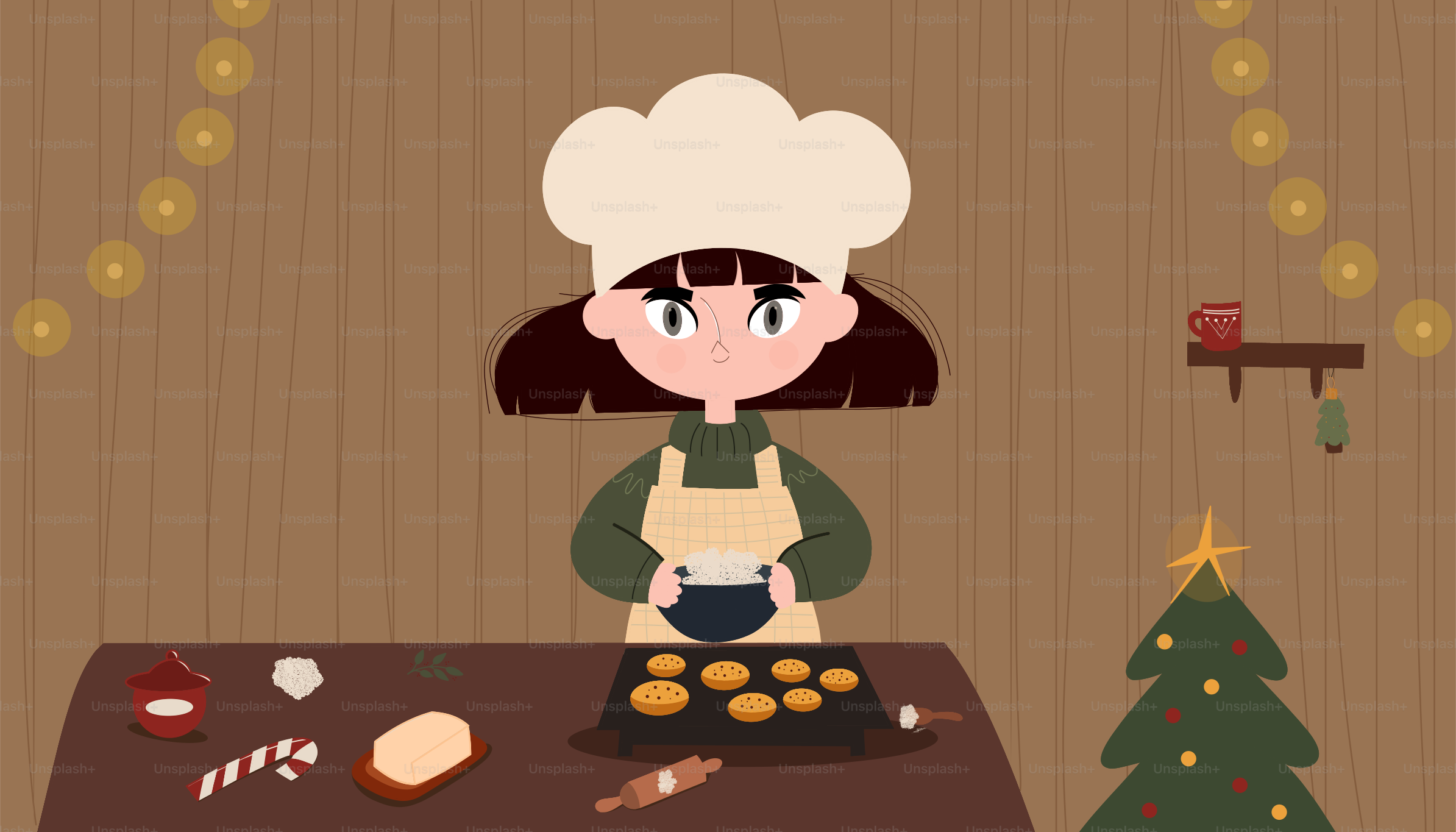 A woman in a chef's hat preparing food on a table