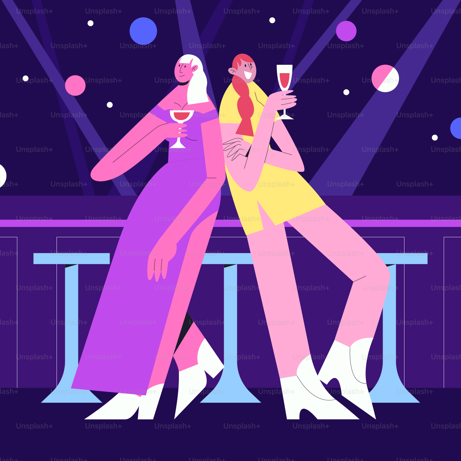 A couple of women sitting next to each other at a bar