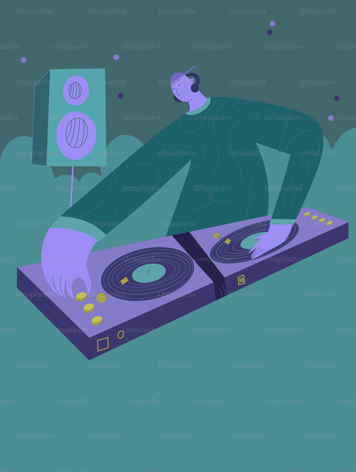 A man sitting on top of a record player