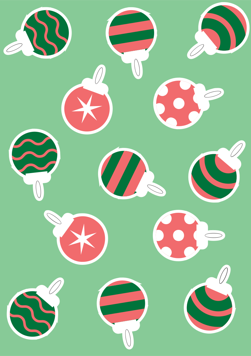 Ein grüner Hintergrund mit roten und schwarzen Ornamenten