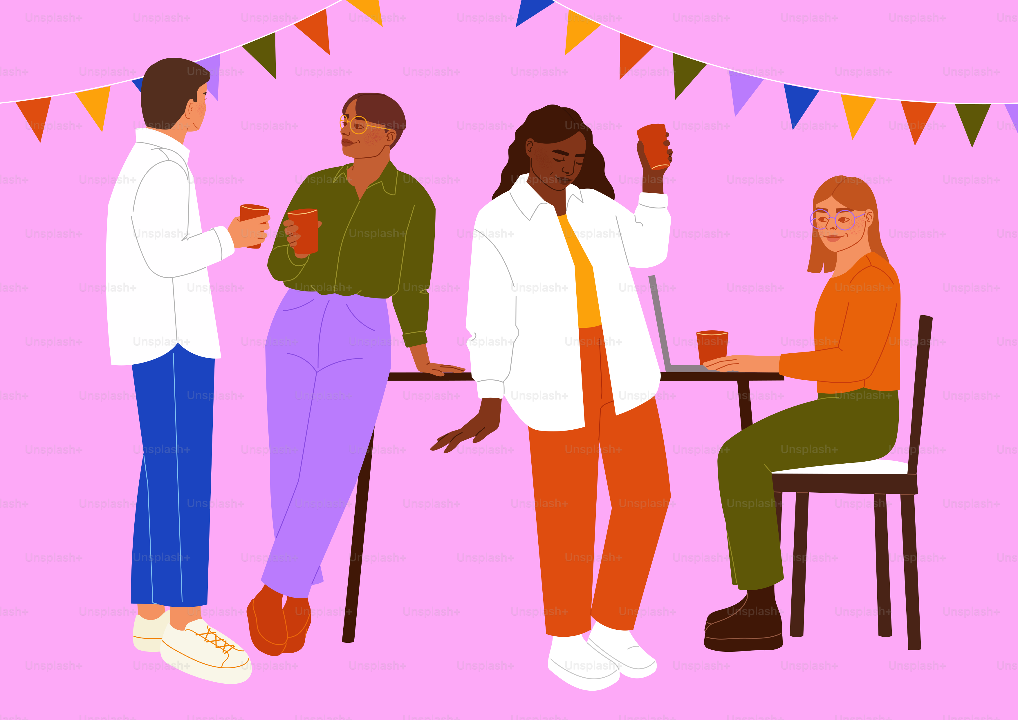 A group of people standing around a table