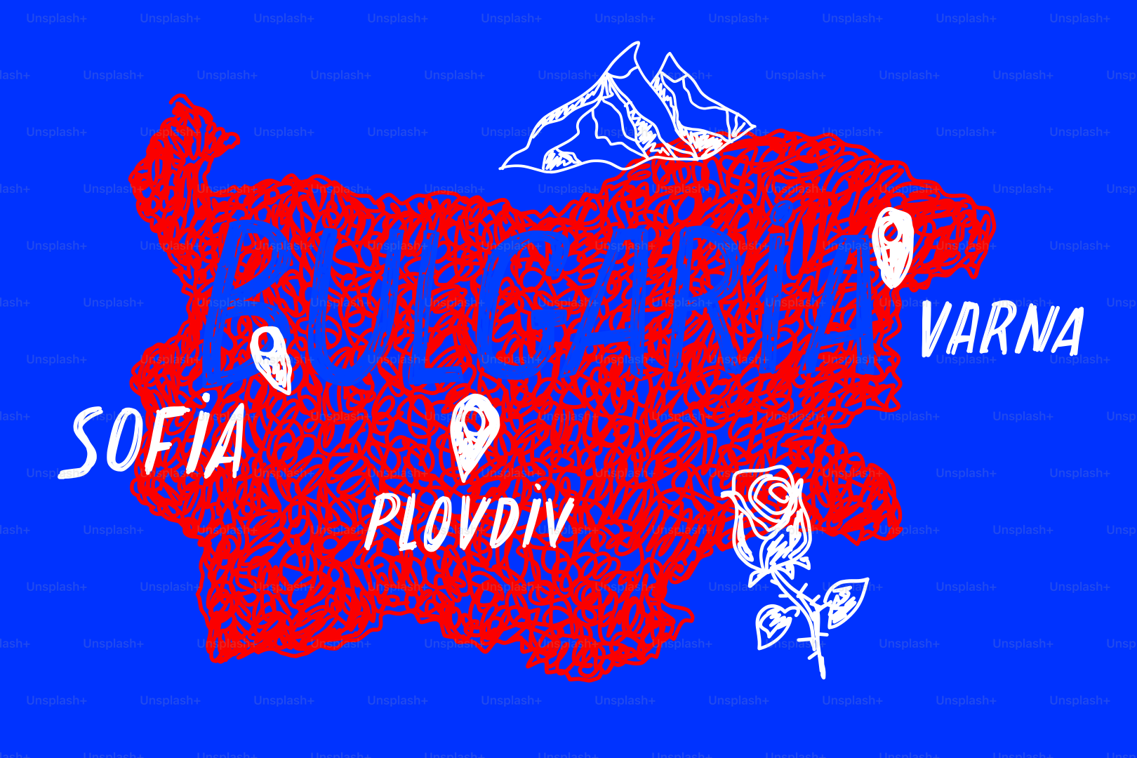 A blue screen with a map of the country