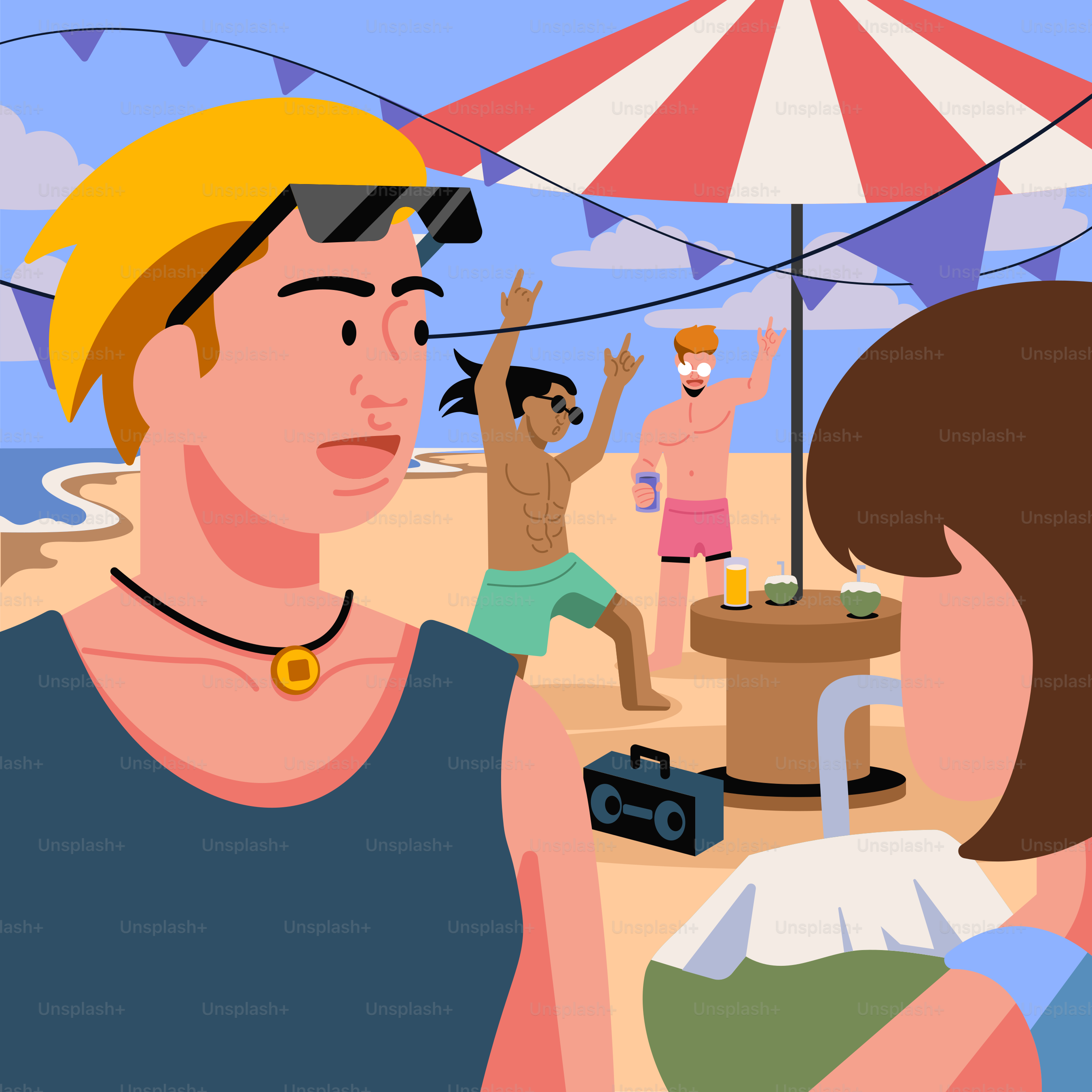 Un homme et une femme debout sur une plage