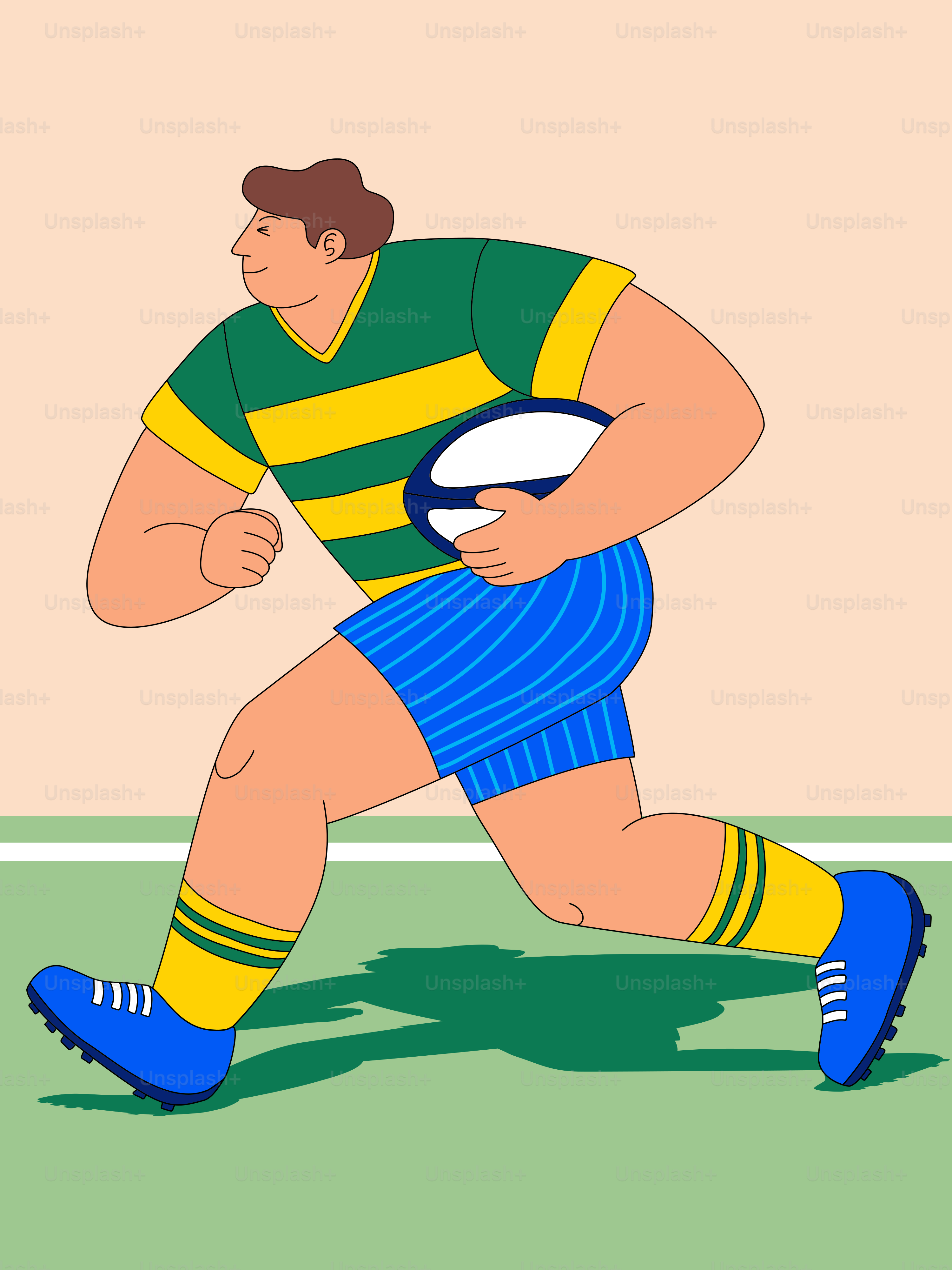 A man running with a rugby ball in his hand