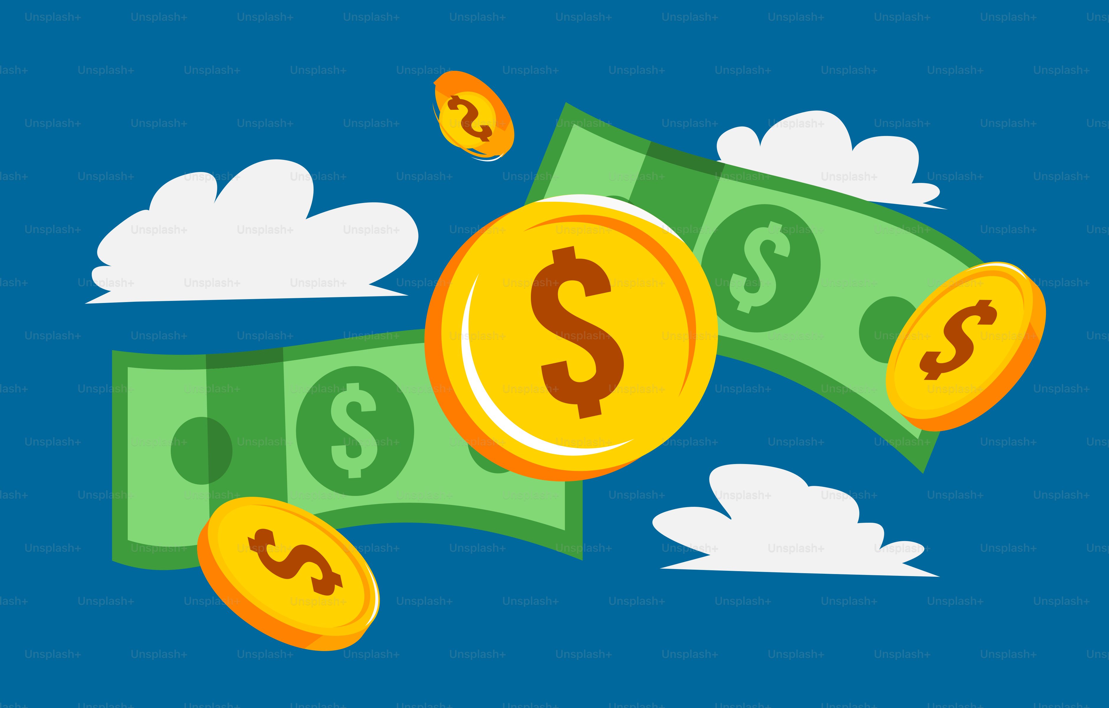 A bunch of money flying through the air