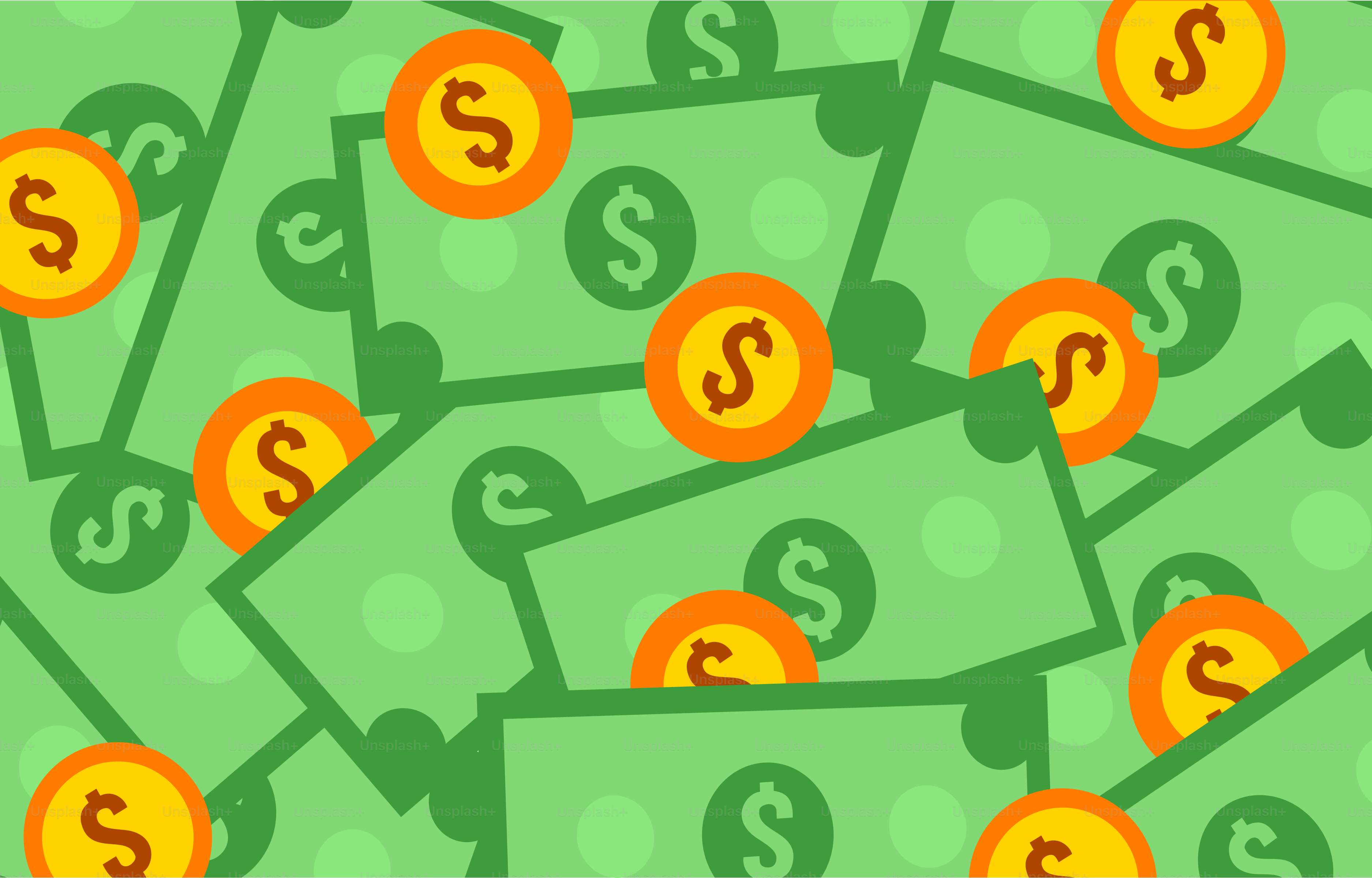 A pile of money with a lot of money coming out of it