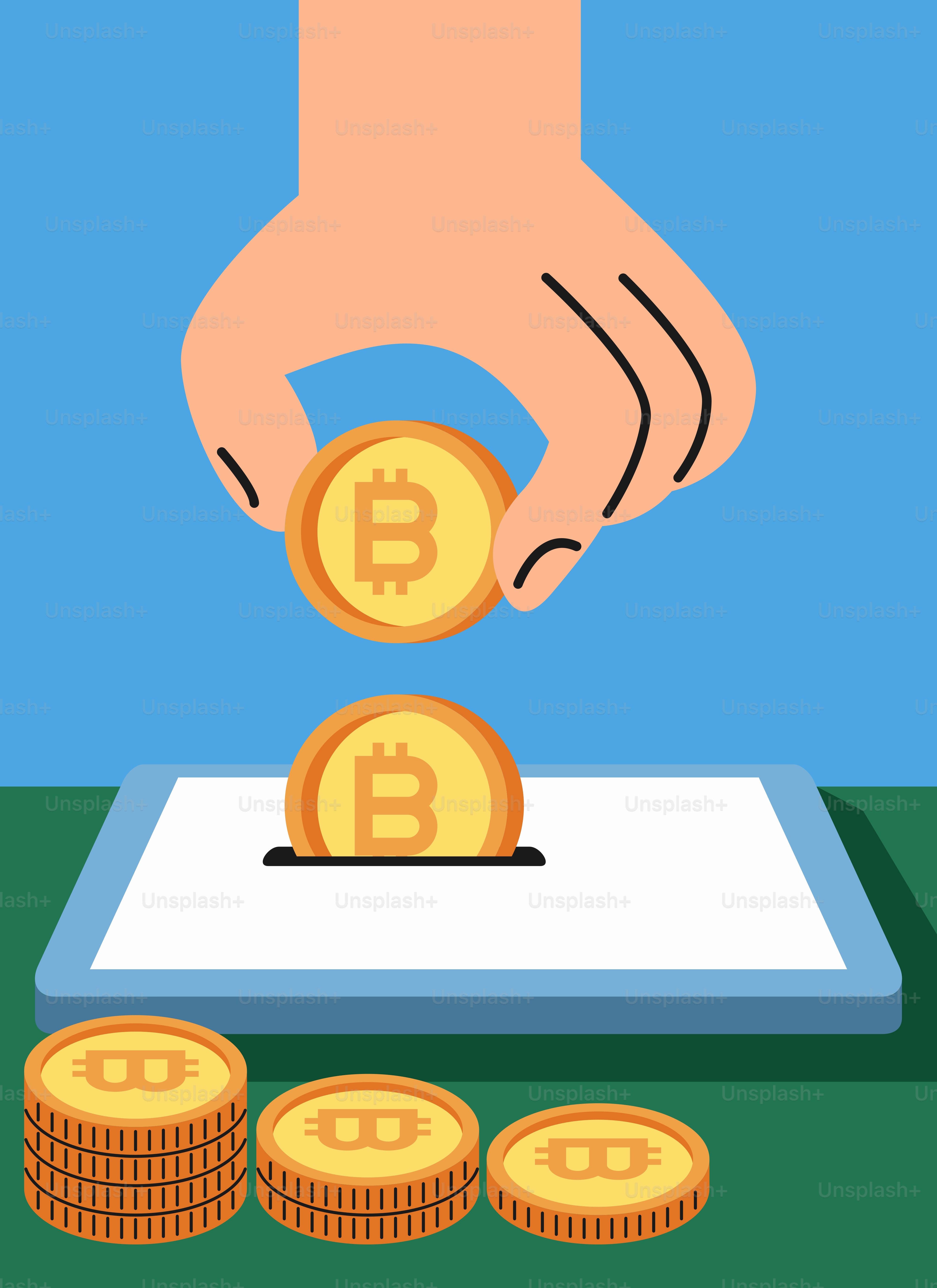 A tablet with a stack of coins on top of it