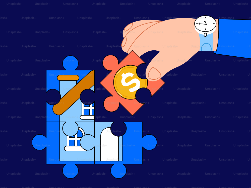 Eine Person, die eine Münze in ein Puzzle steckt