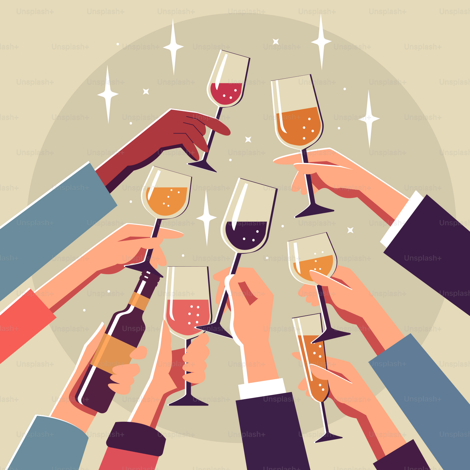A group of people toasting with wine glasses