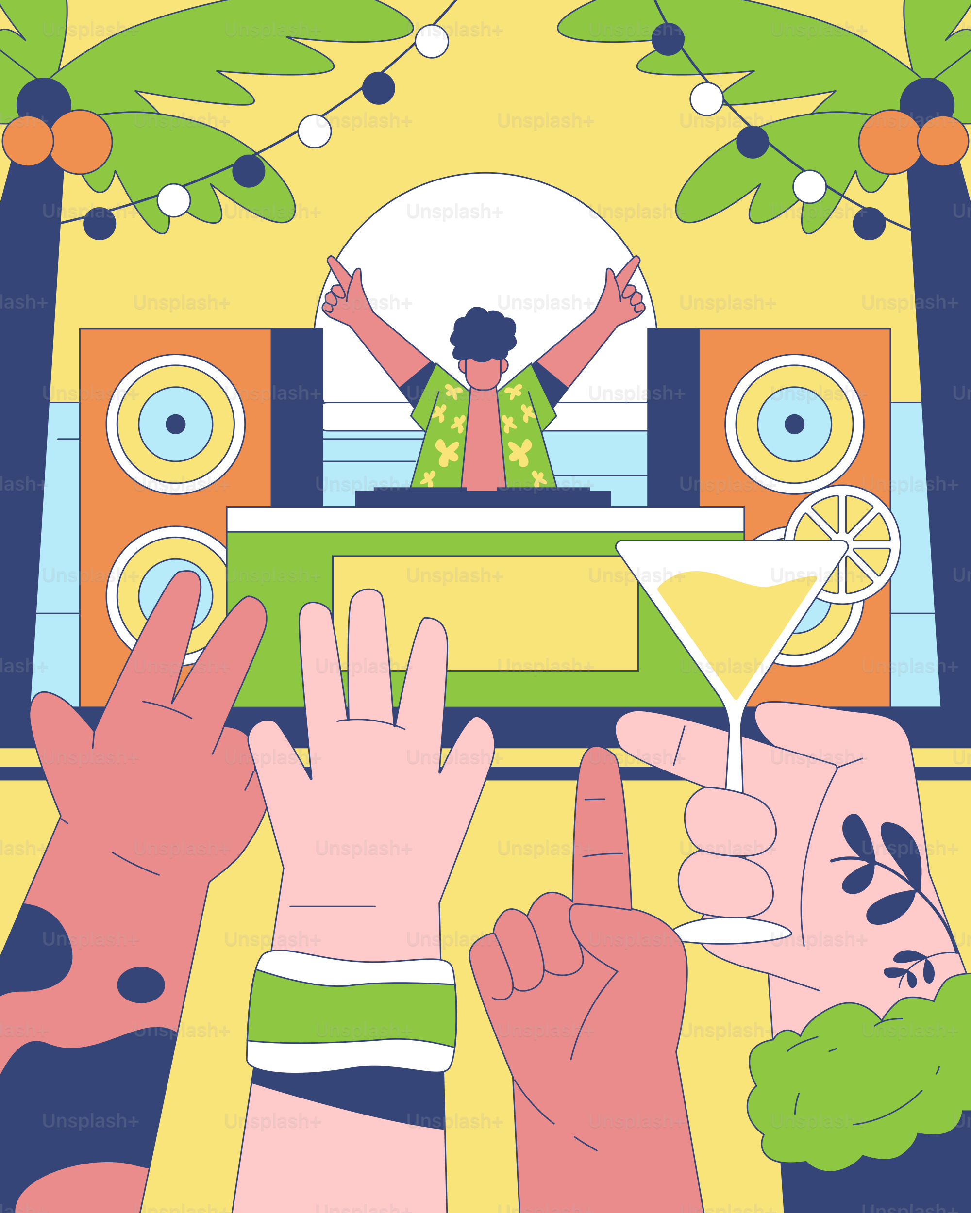 A group of people raising their hands in front of a TV