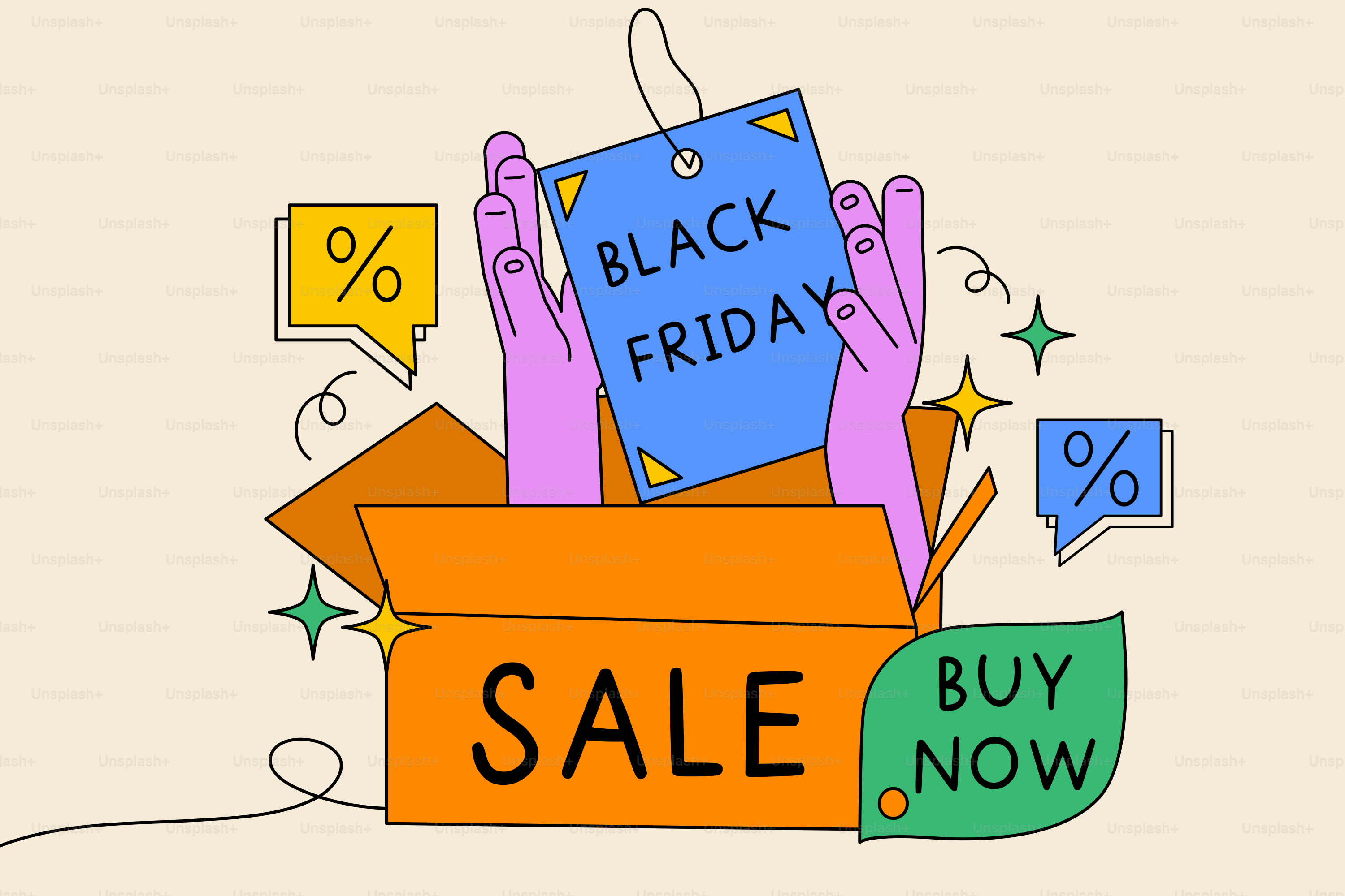 A black friday sale with a hand holding a sign