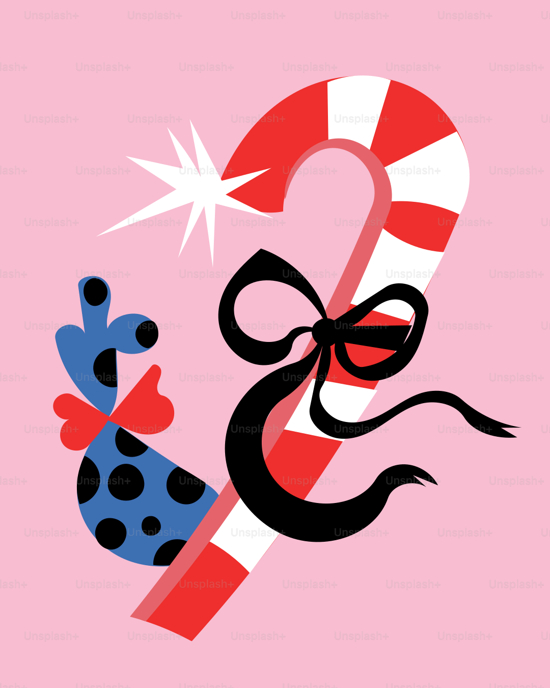 Eine Zuckerstange mit einer Schleife darauf