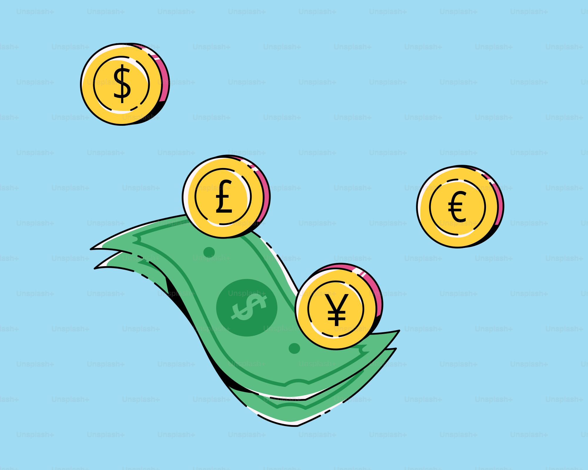 A bunch of money flying through the air