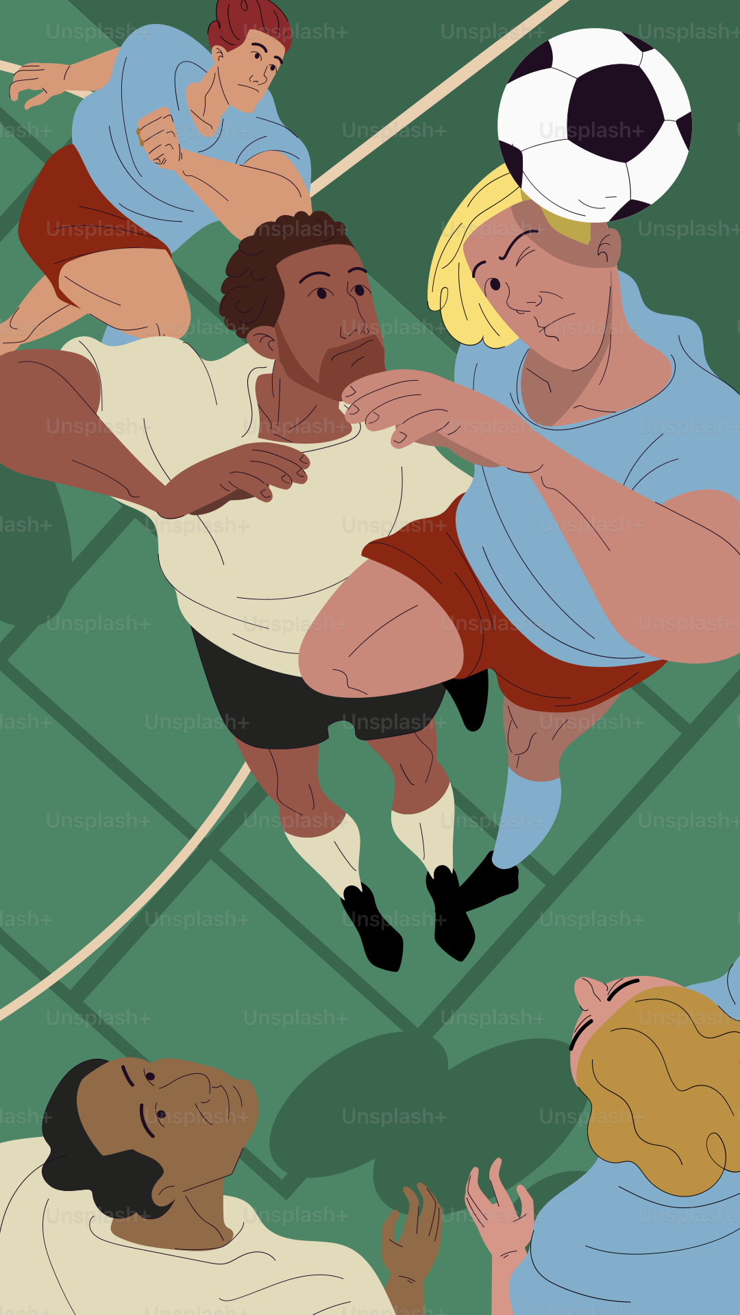Eine Gruppe von Menschen, die eine Partie Fußball spielen