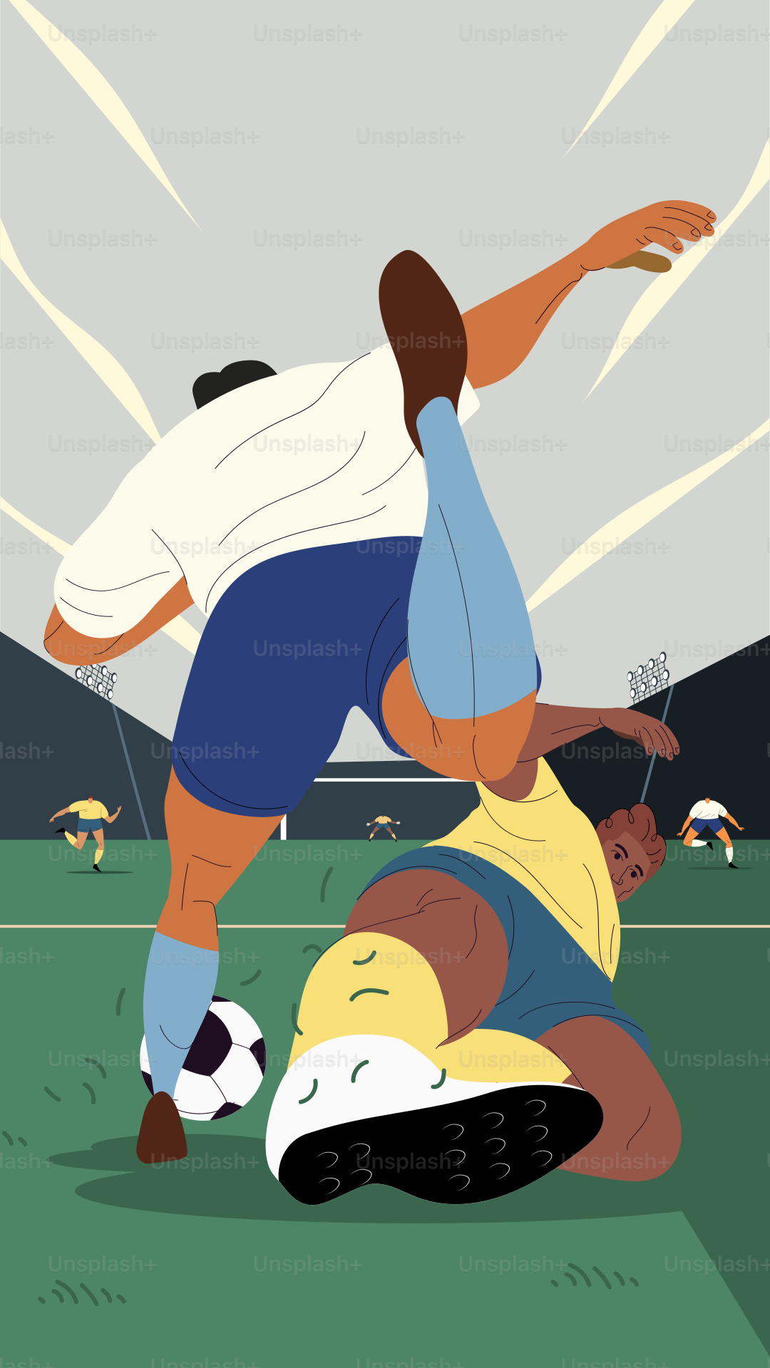 A couple of people playing a game of soccer
