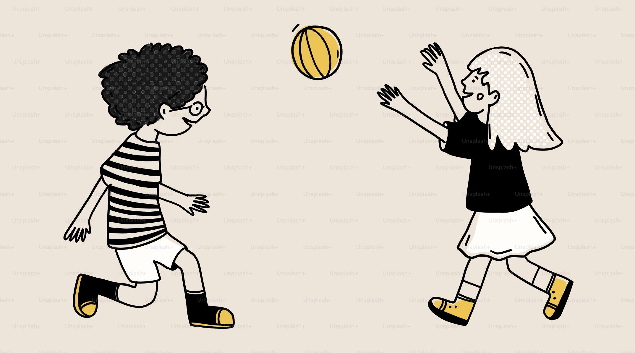 Un par de niños están jugando con una pelota