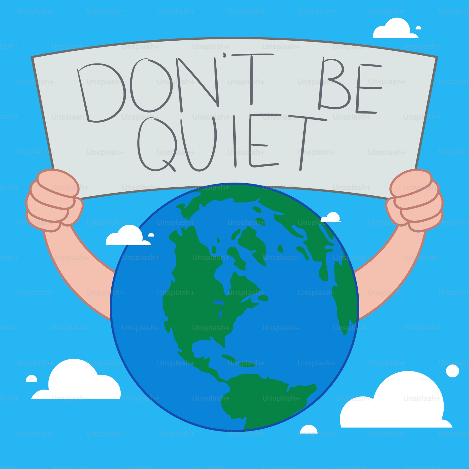 A person holding a sign that says don't be quiet