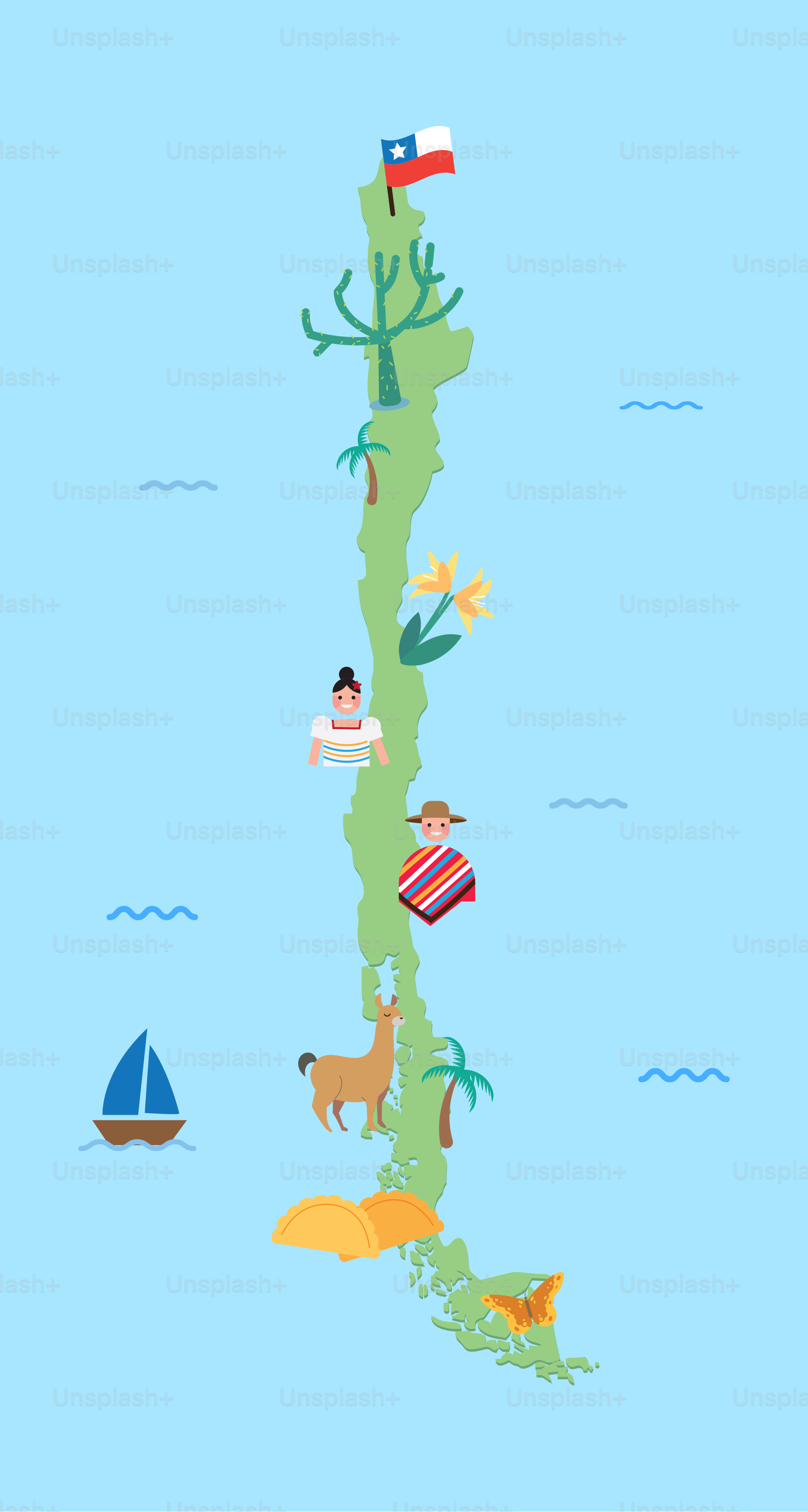 Une carte illustrée du pays de Nouvelle-Zélande