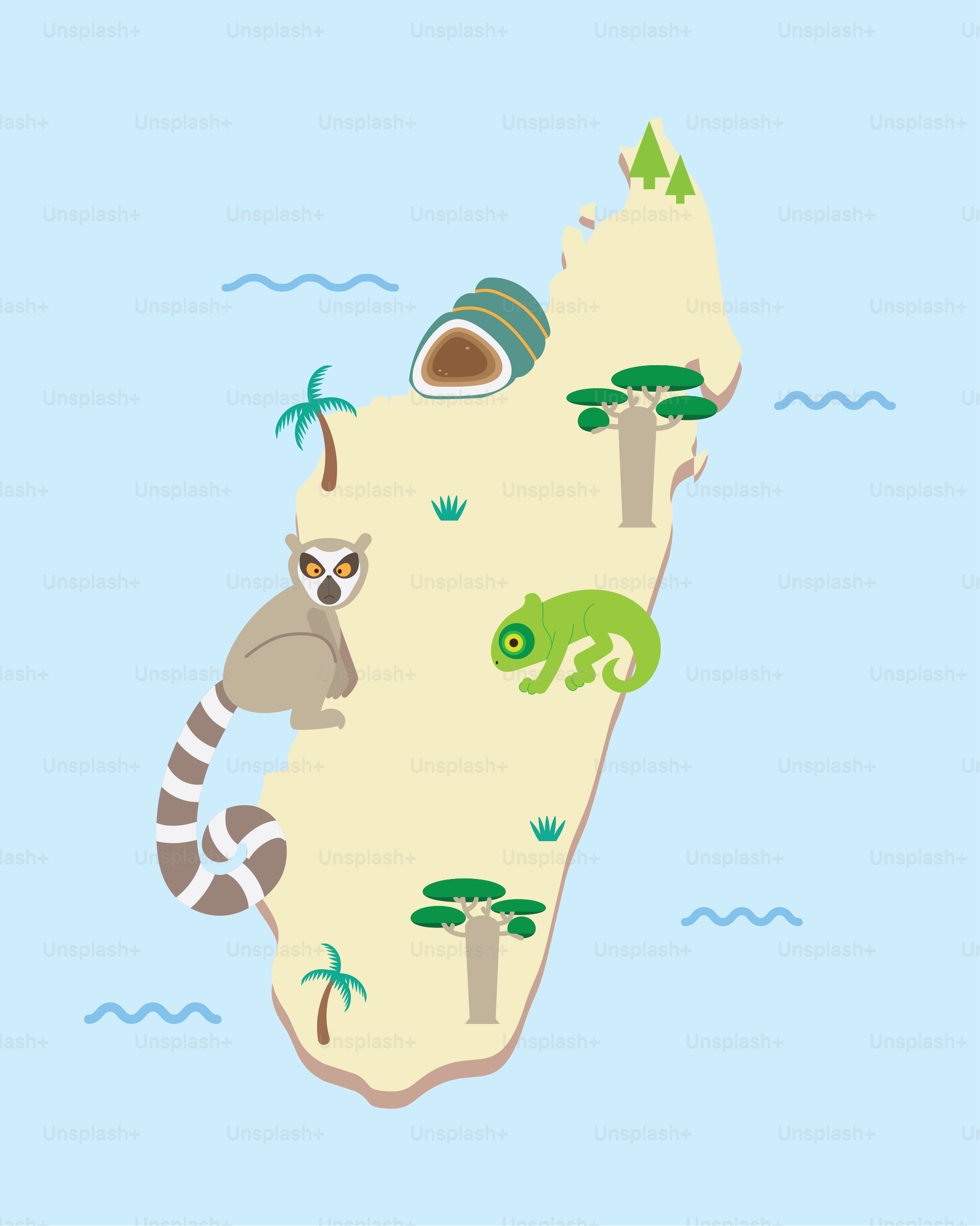 A small island with animals on it