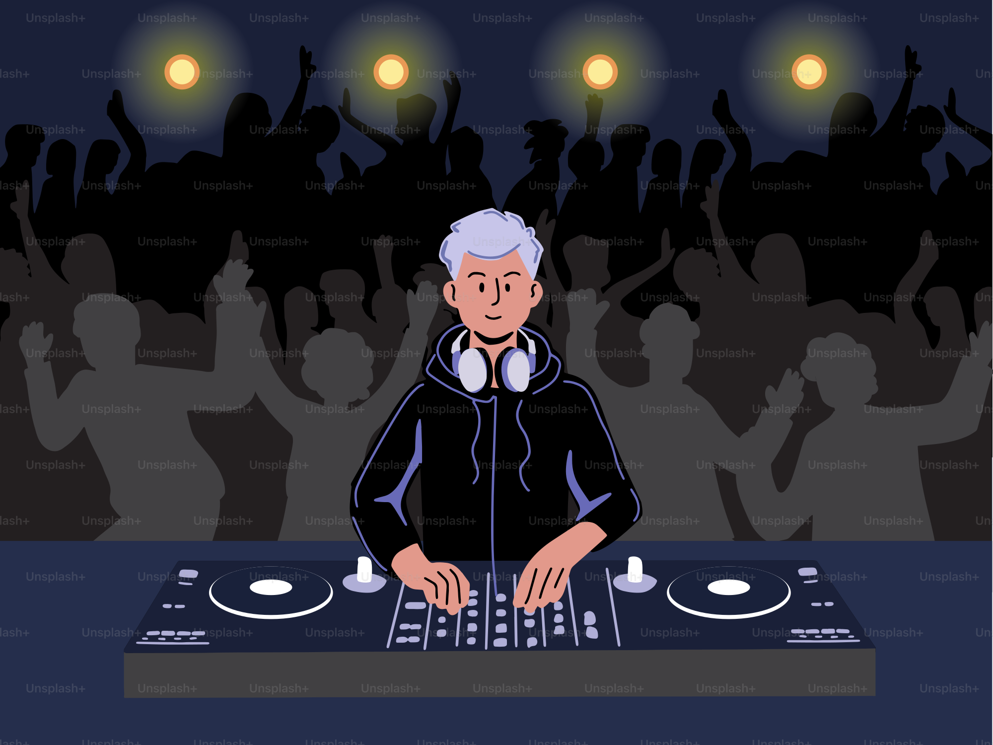 Un hombre sentado en el escritorio de un DJ