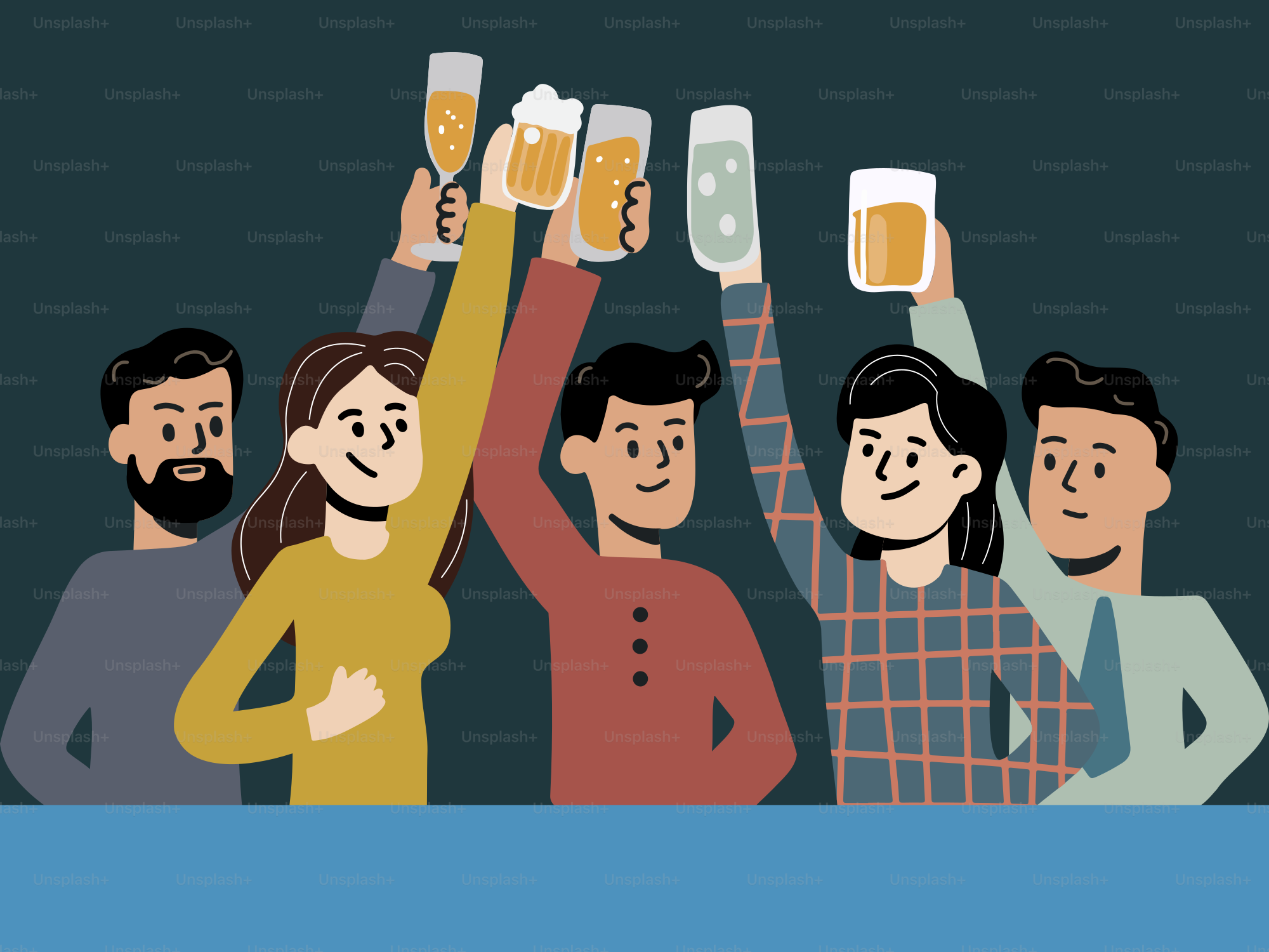 A group of people holding up beer glasses
