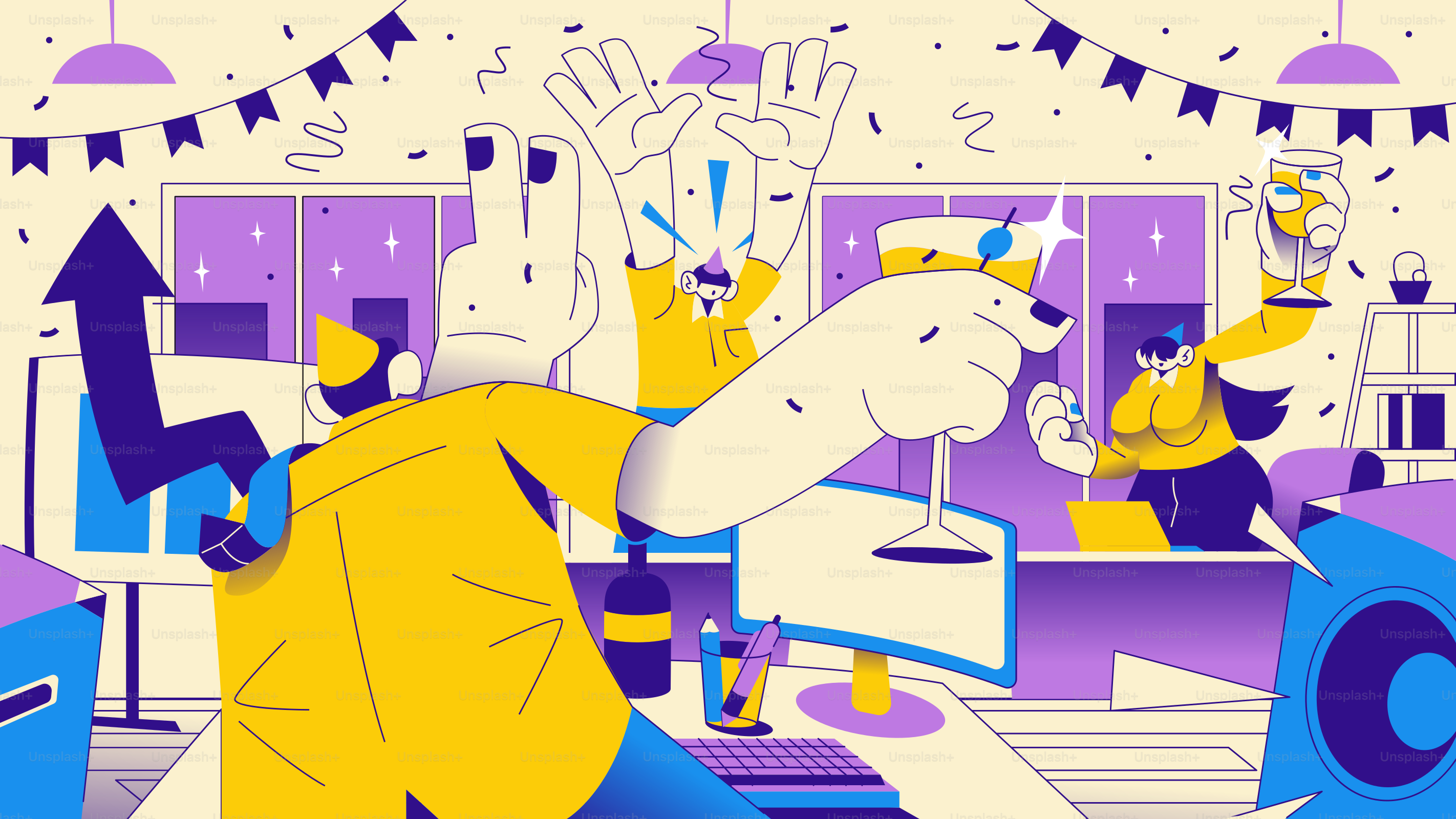 A group of people standing in a room