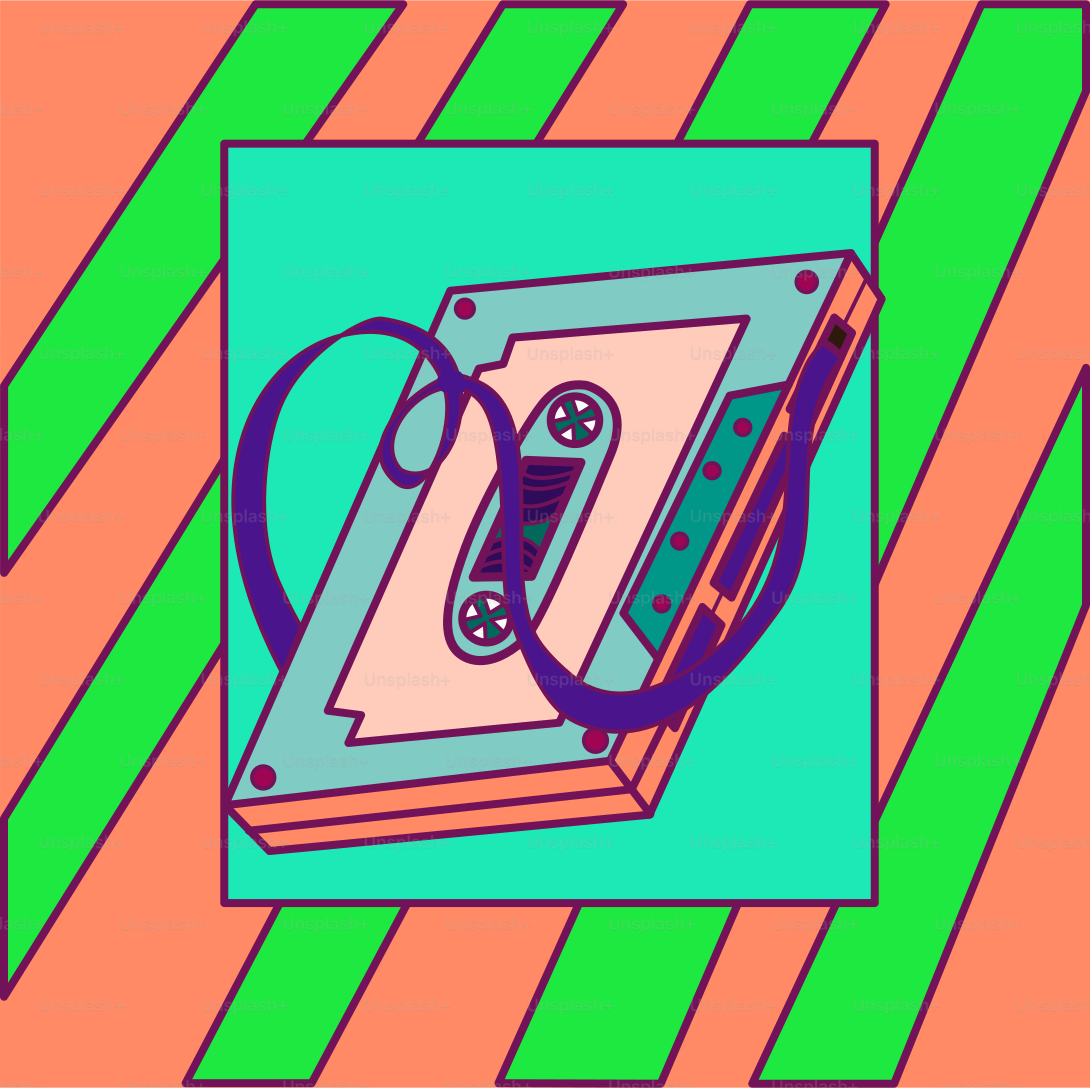 Une photo d’un lecteur de cassettes avec un cordon attaché à celui-ci