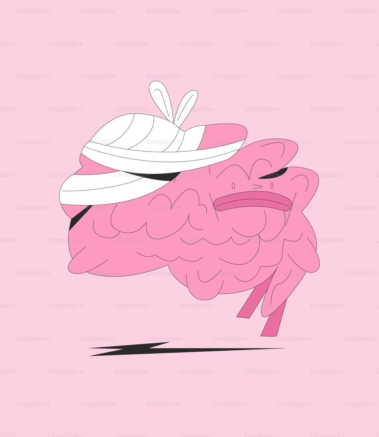 A pink poster with a picture of a pink brain