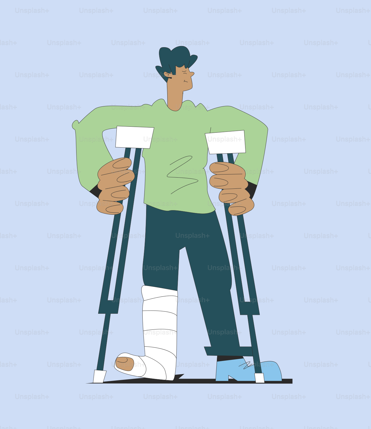 A man with crutches and a broken leg