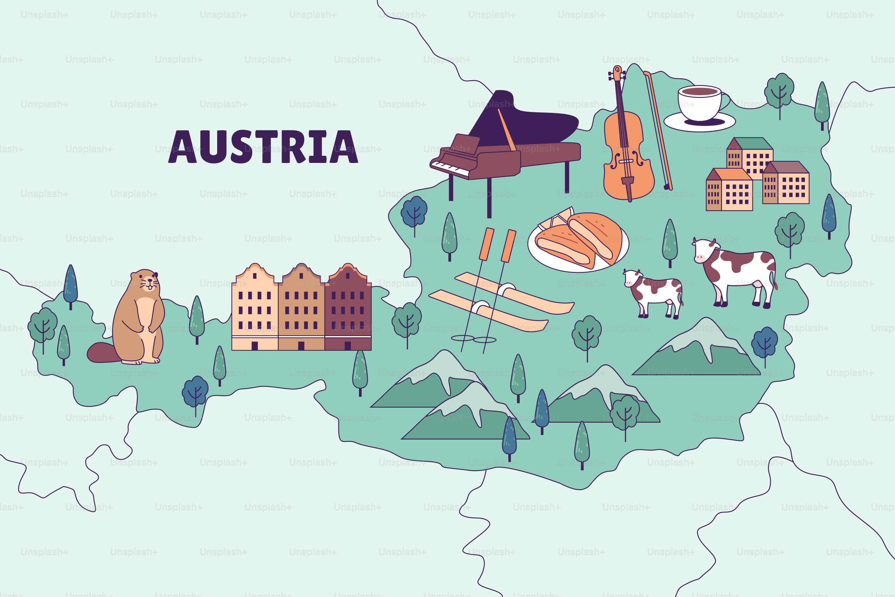 A map of australia with a bunch of things on it